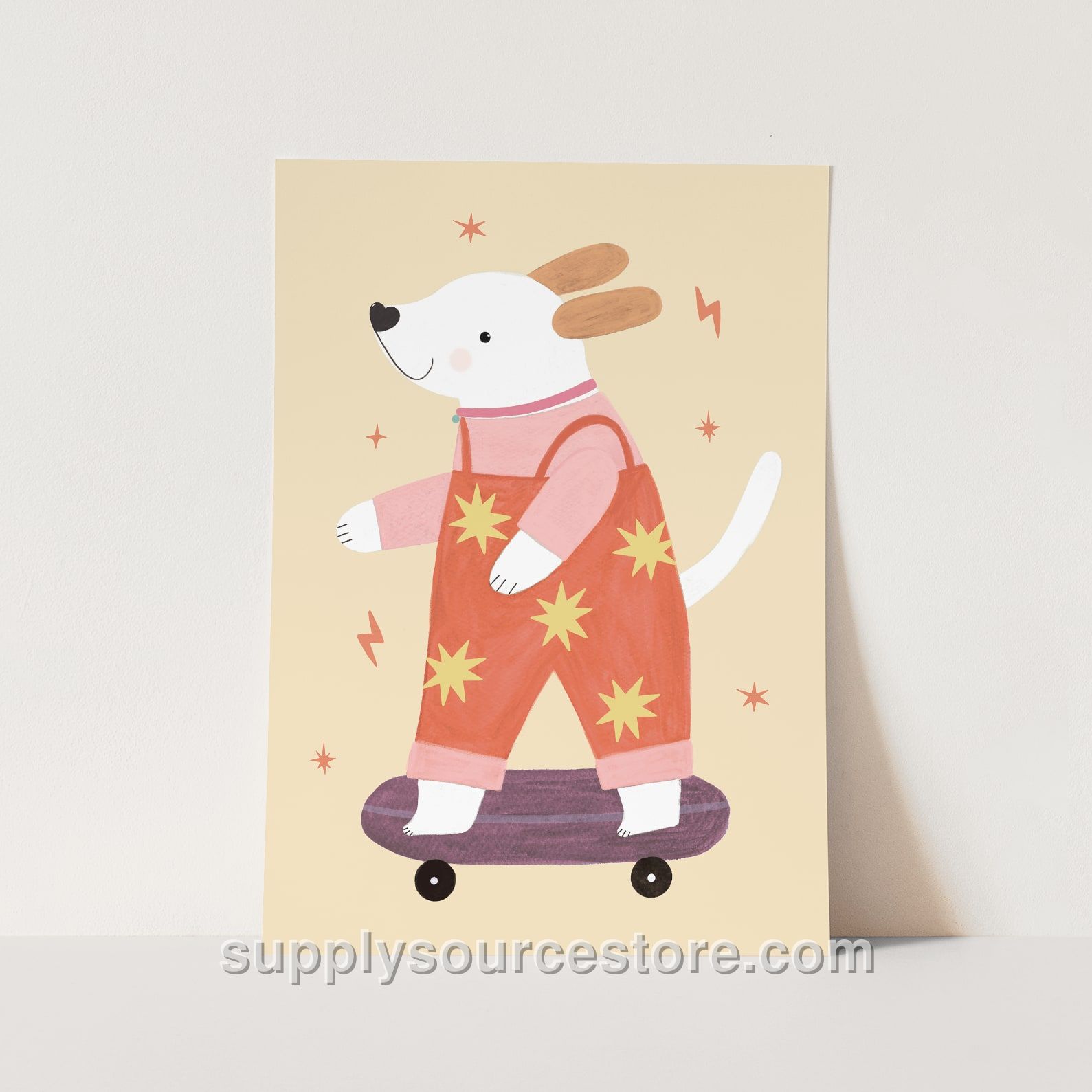 Skater Pup Fine Art Print - Red