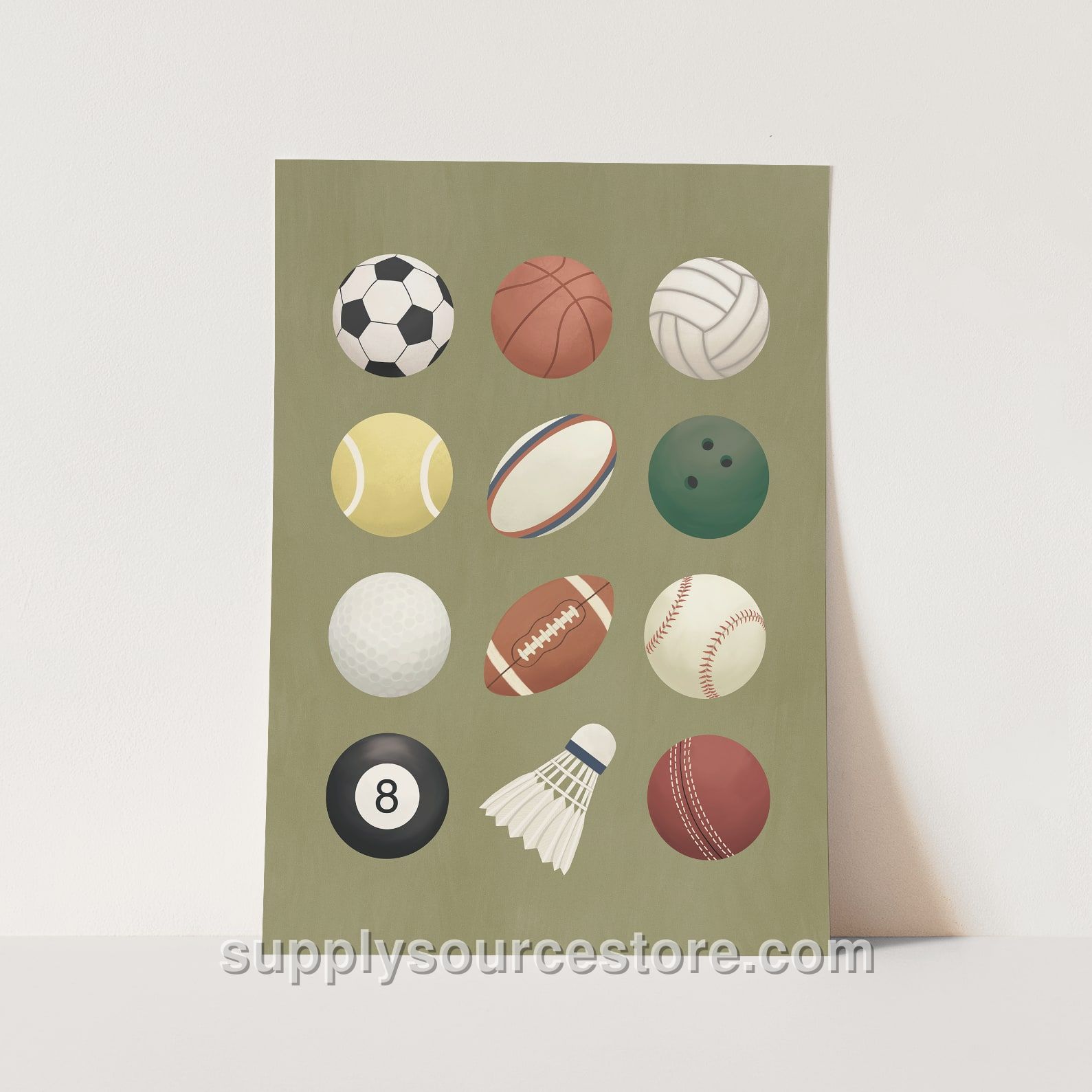 Sports Balls Fine Art Print – Green