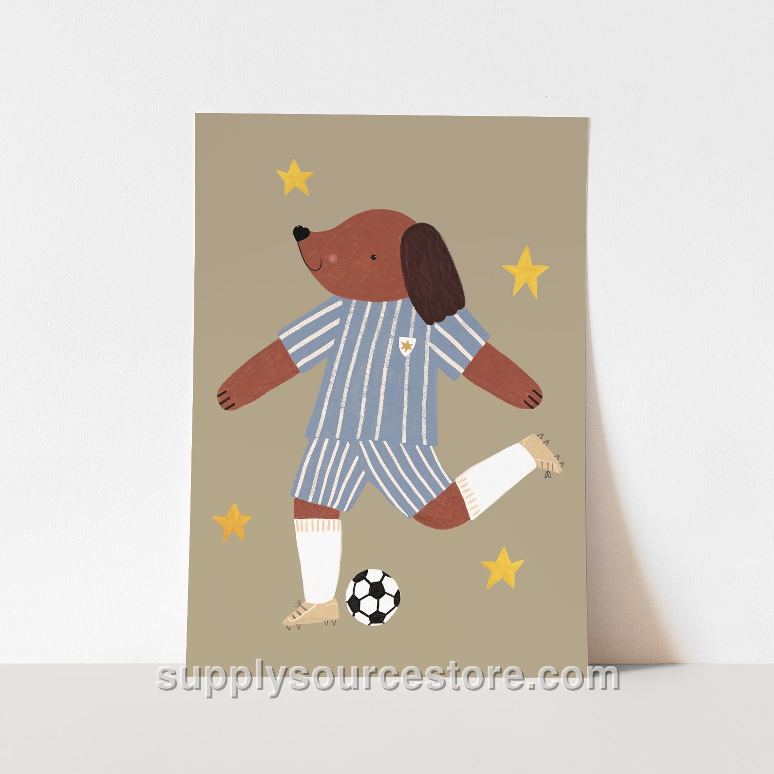 Footie Pup Fine Art Print - Blue Stripe