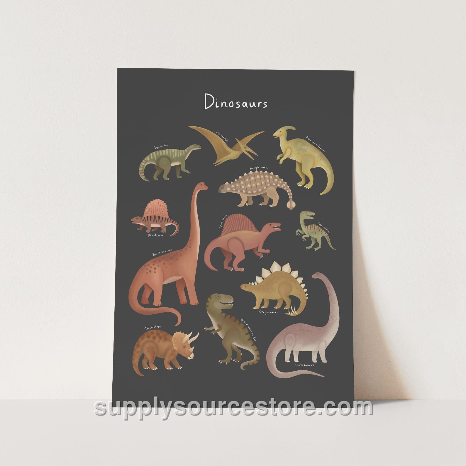 Dinosaur Chart Print – Black