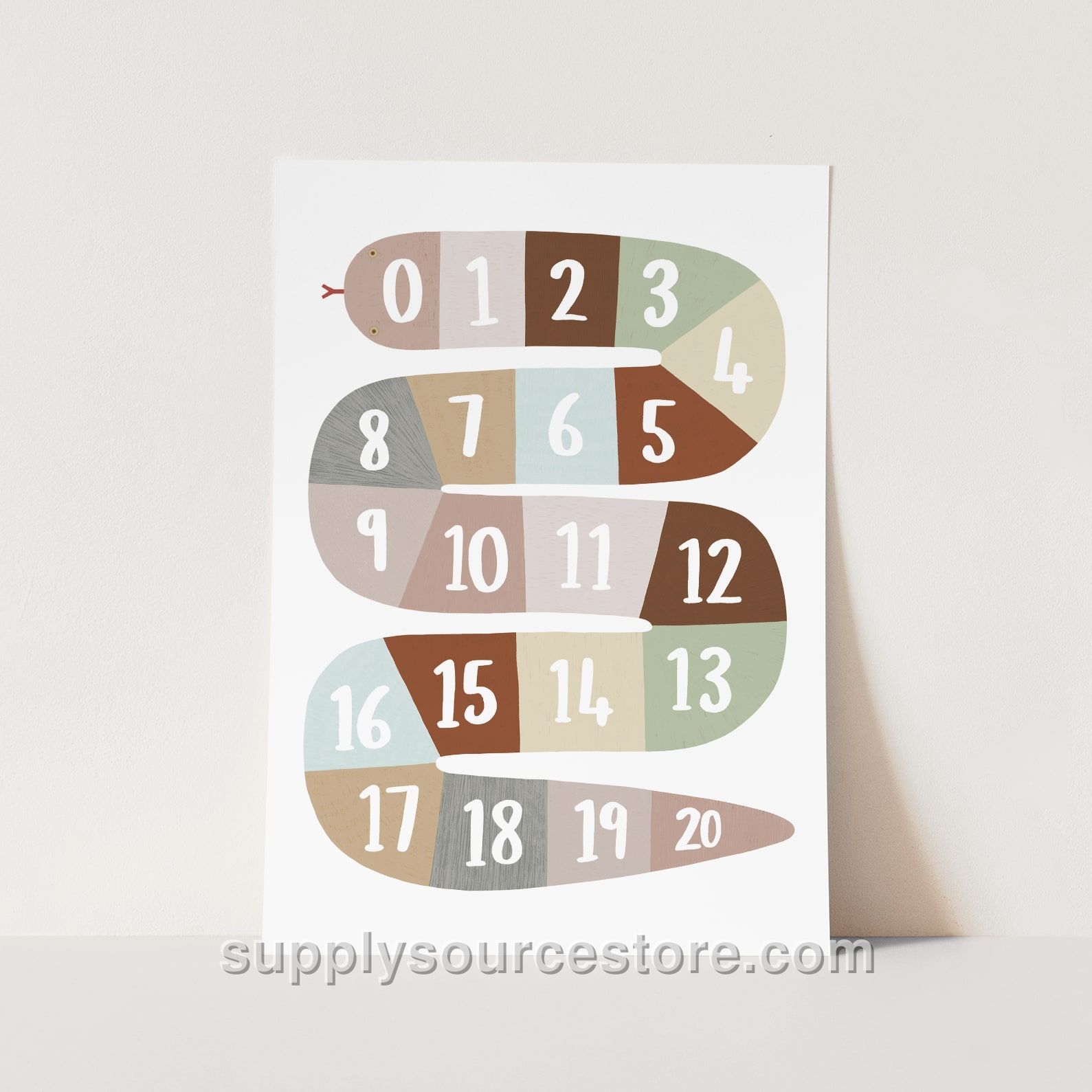 Number Snake Fine Art Print - Brown, Green