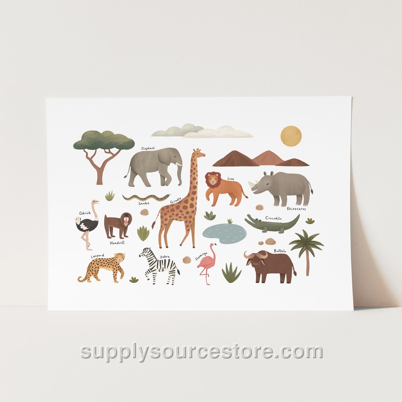 Safari Animal Fine Art Print – White