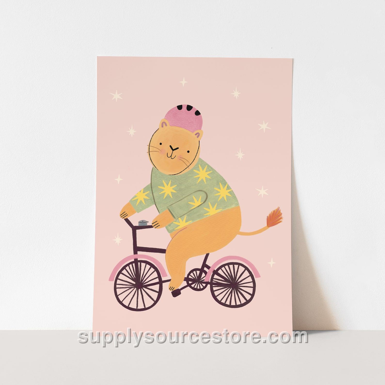 Cycling Lion Fine Art Print - Pink