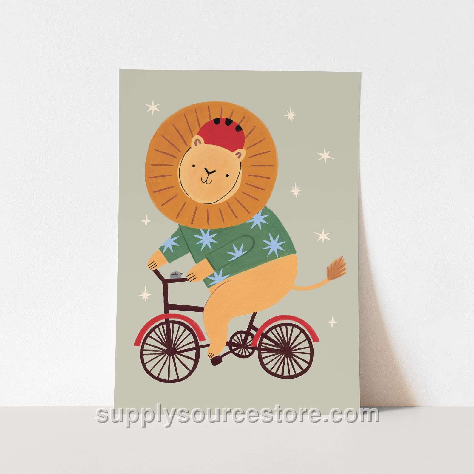 Cycling Lion Fine Art Print - Sage
