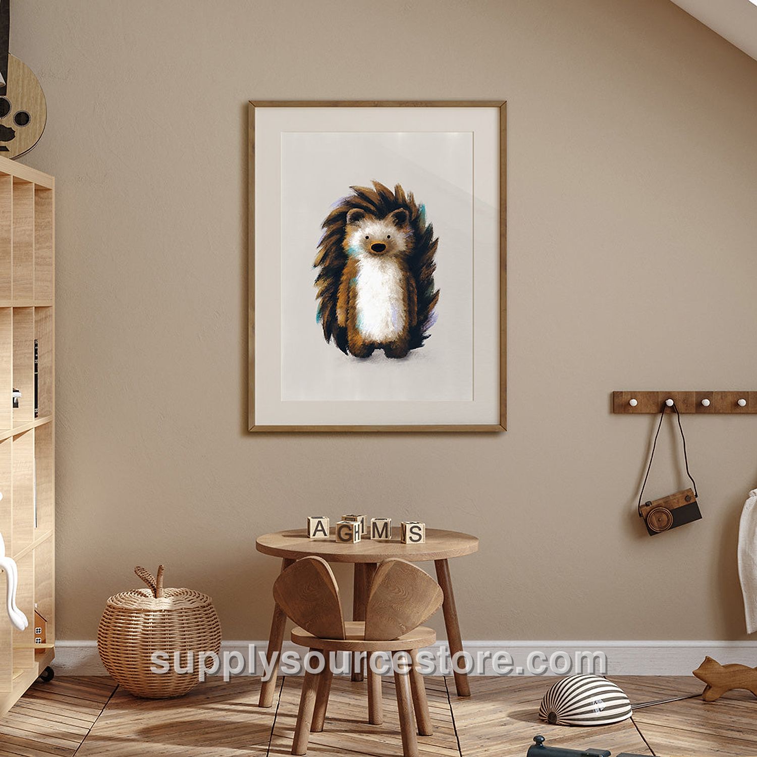 Woodland Hedgehog Childrens Nursery Print