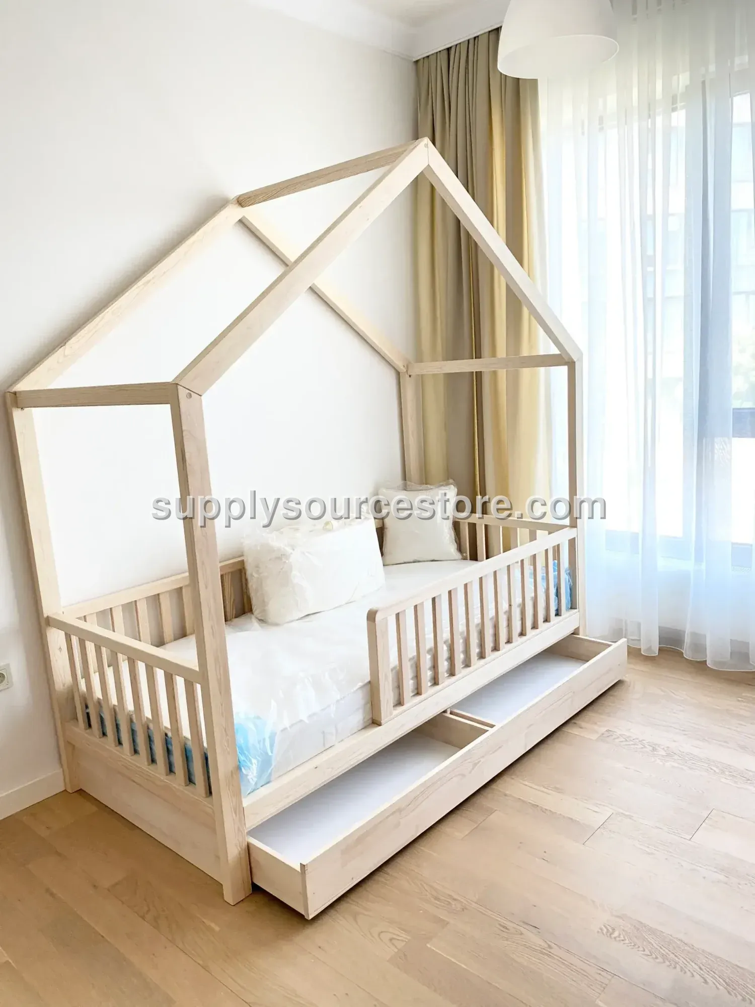 Cliff Series Solid Wood Montessori Bed - With Drawers