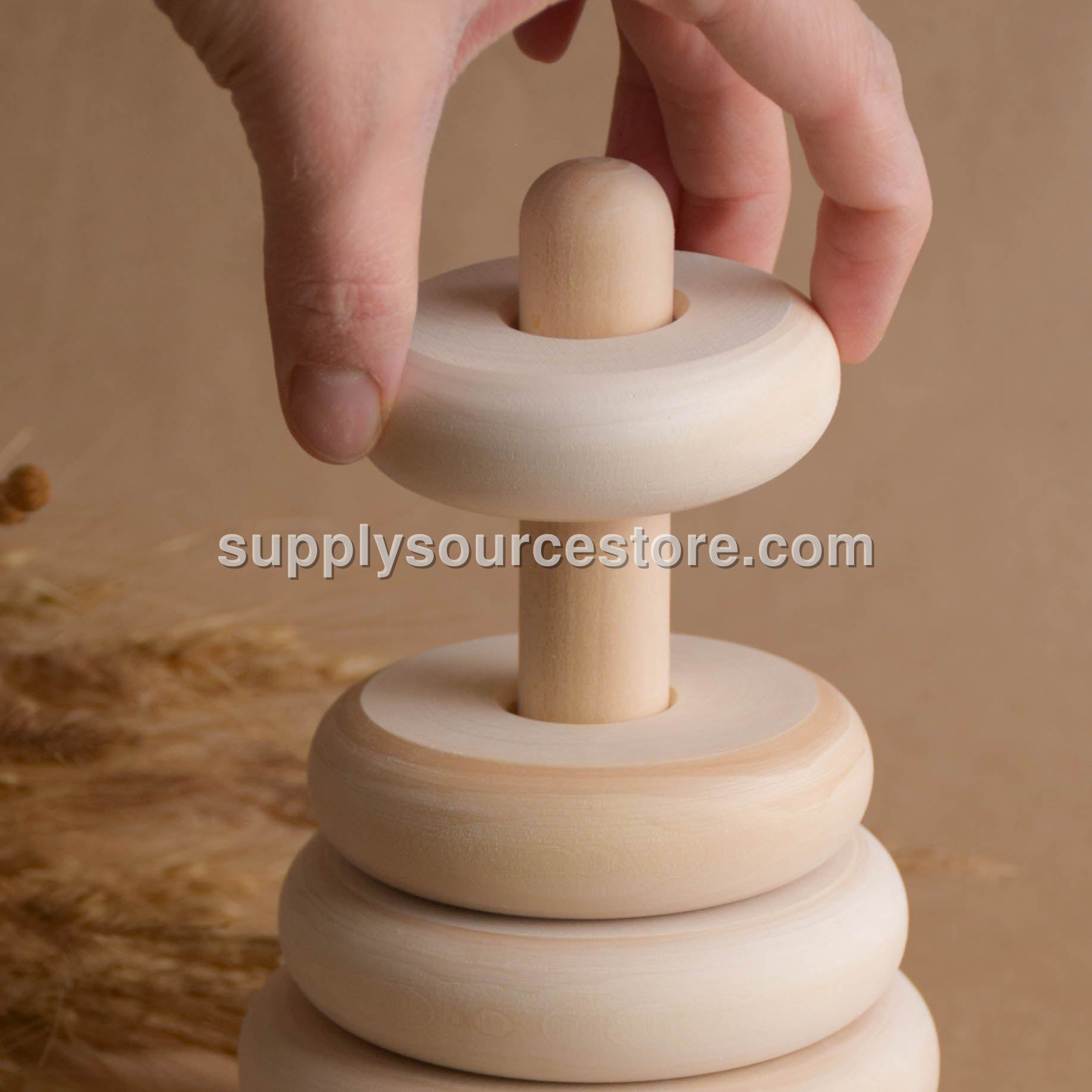 Natural Ring Stacking Toy Turned