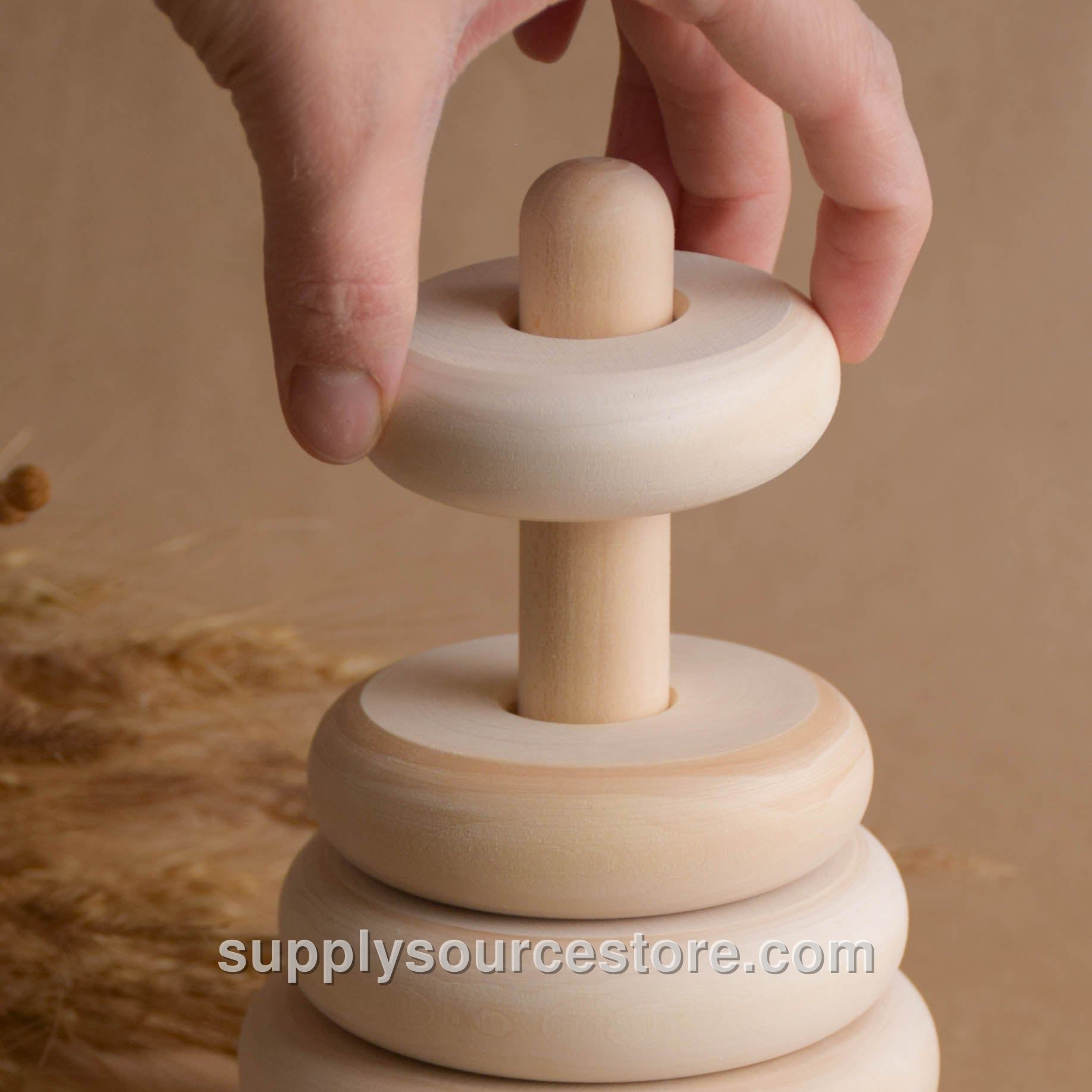 Natural Ring Stacking Toy Turned