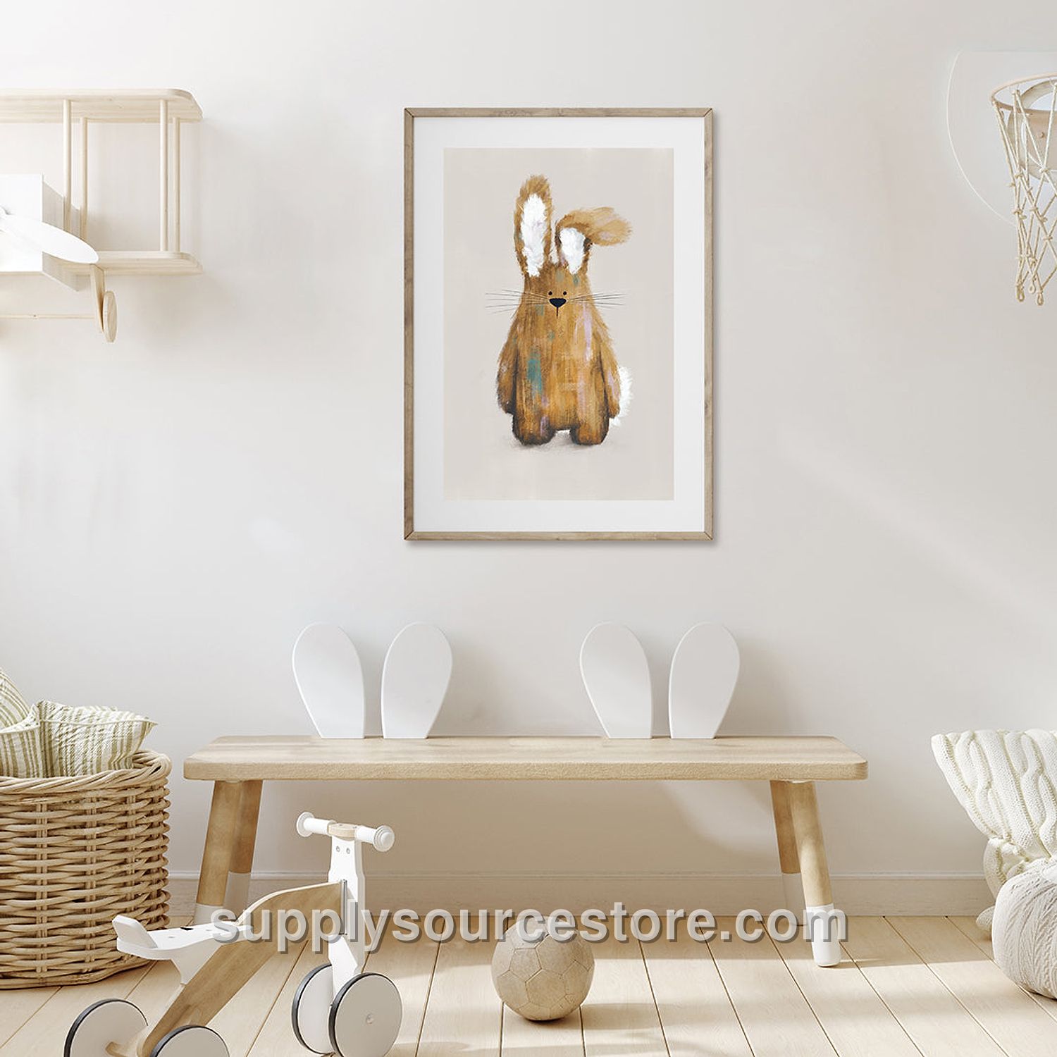 Neutral Bunny Woodland Nursery Print
