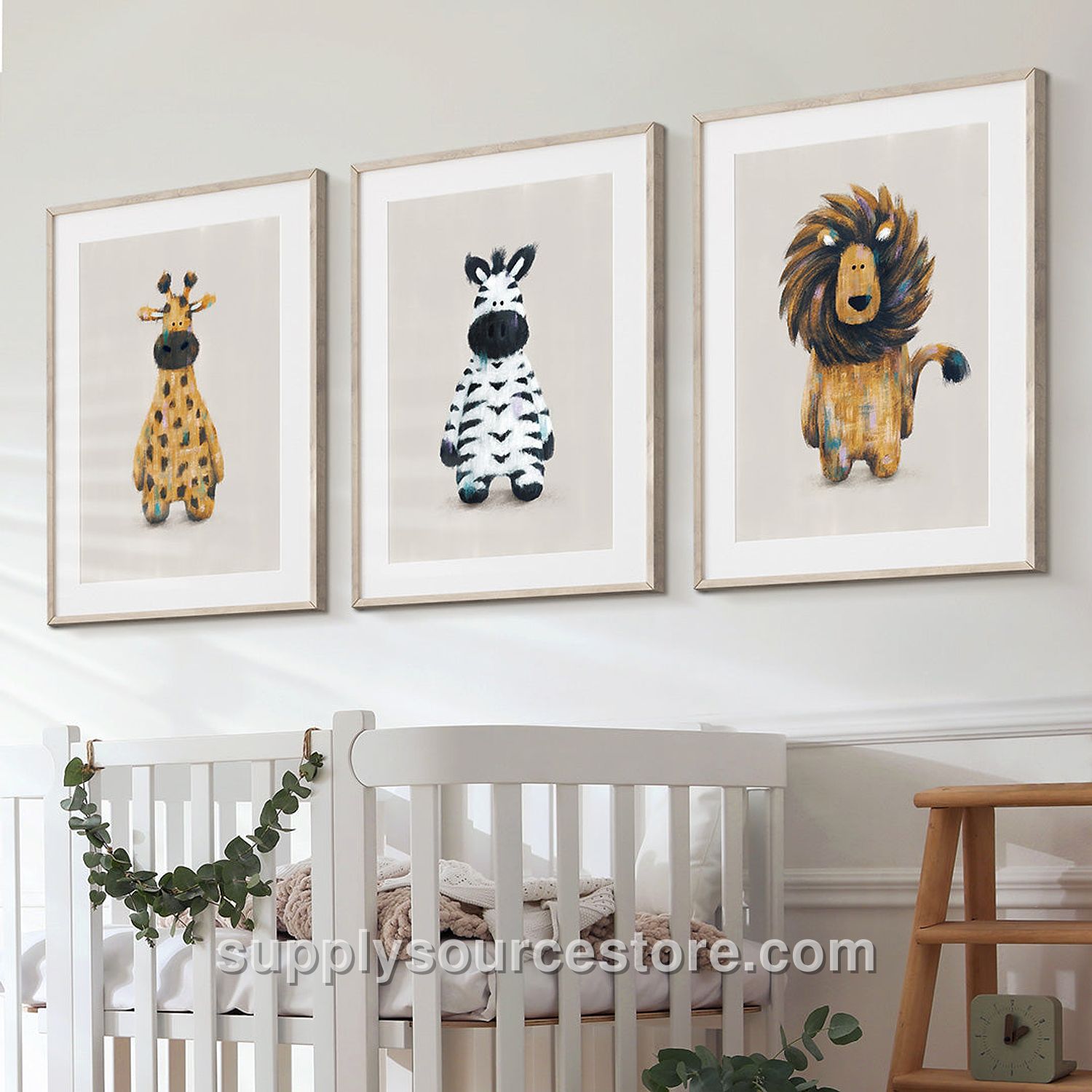 Neutral Safari Animals Nursery Prints Set of 3