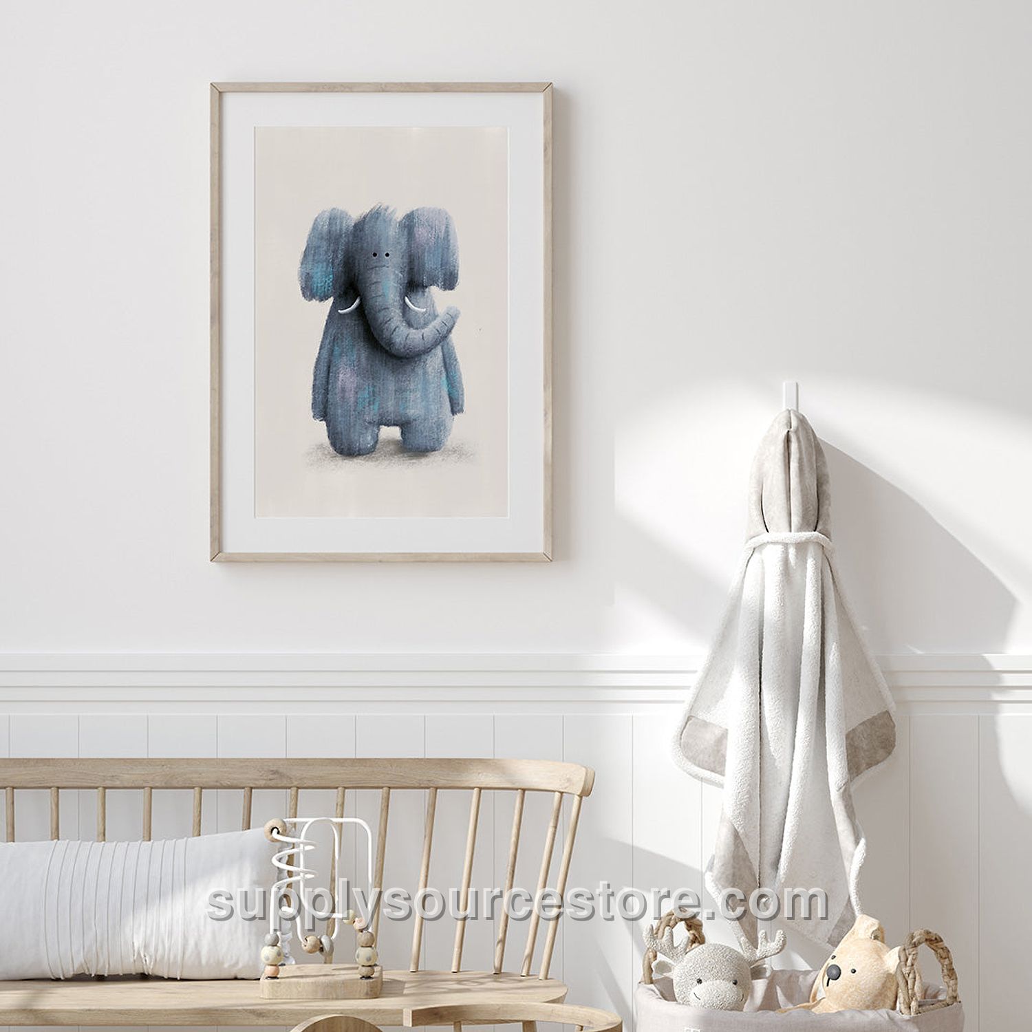 Neutral Elephant Safari Nursery Print