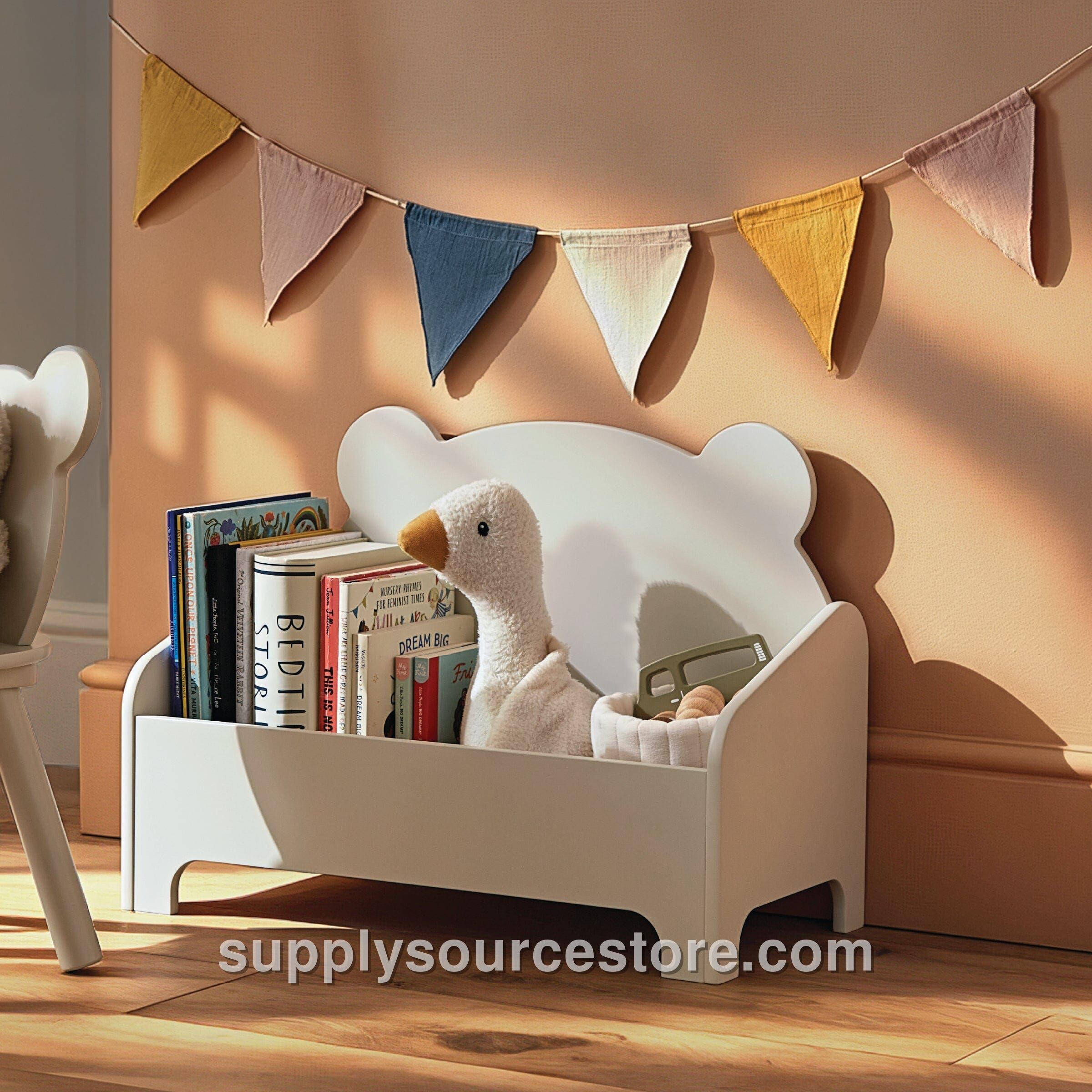 Play House Bear Book Storage - Pebble