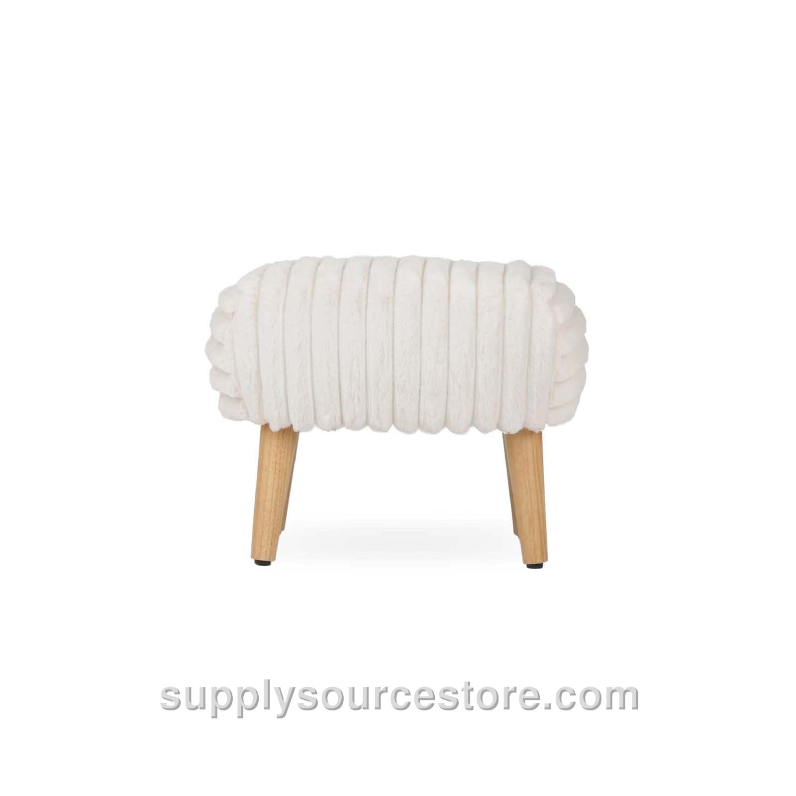 Etta Foot Stool - Faux Fur Cream