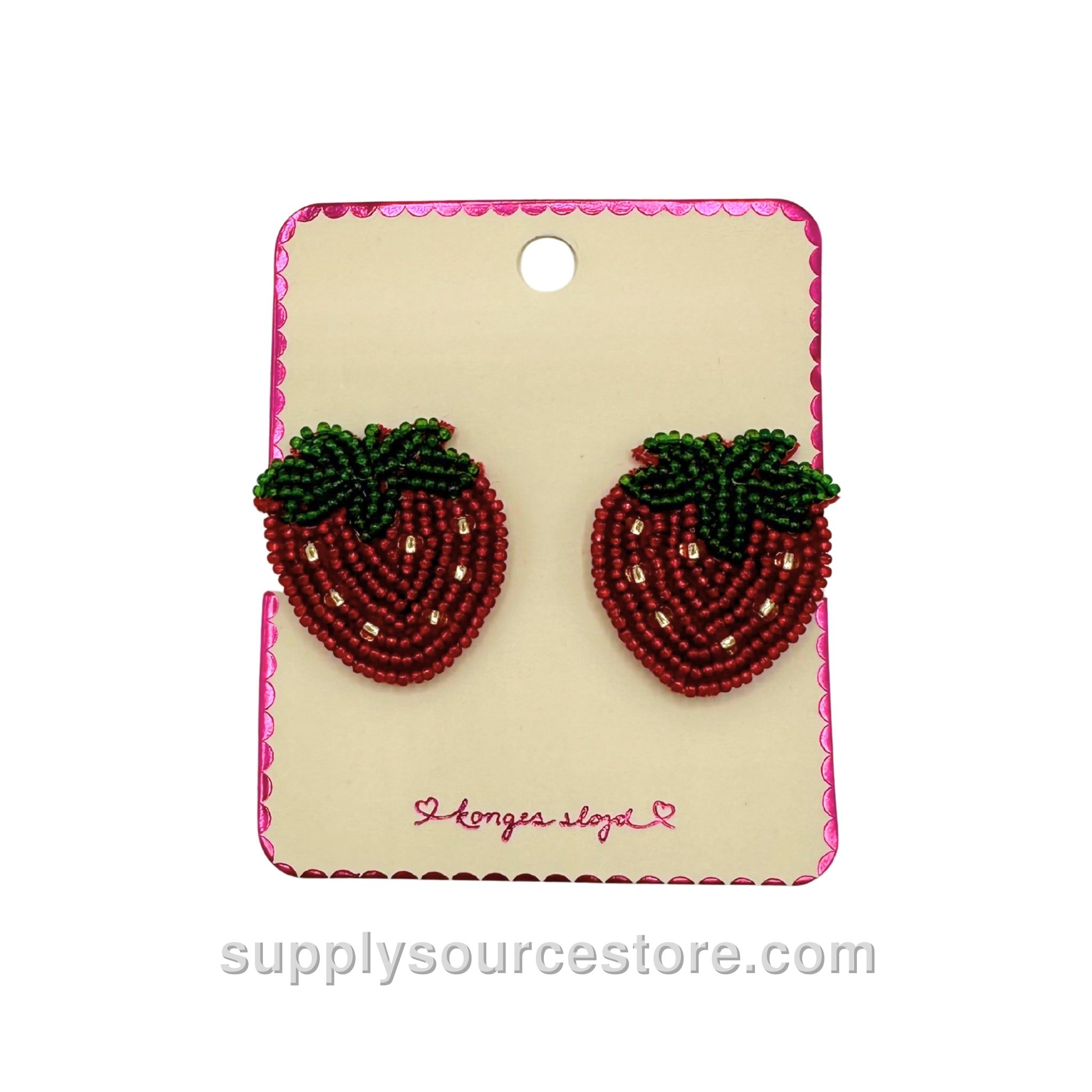 Strawberry Beaded Hair Clips