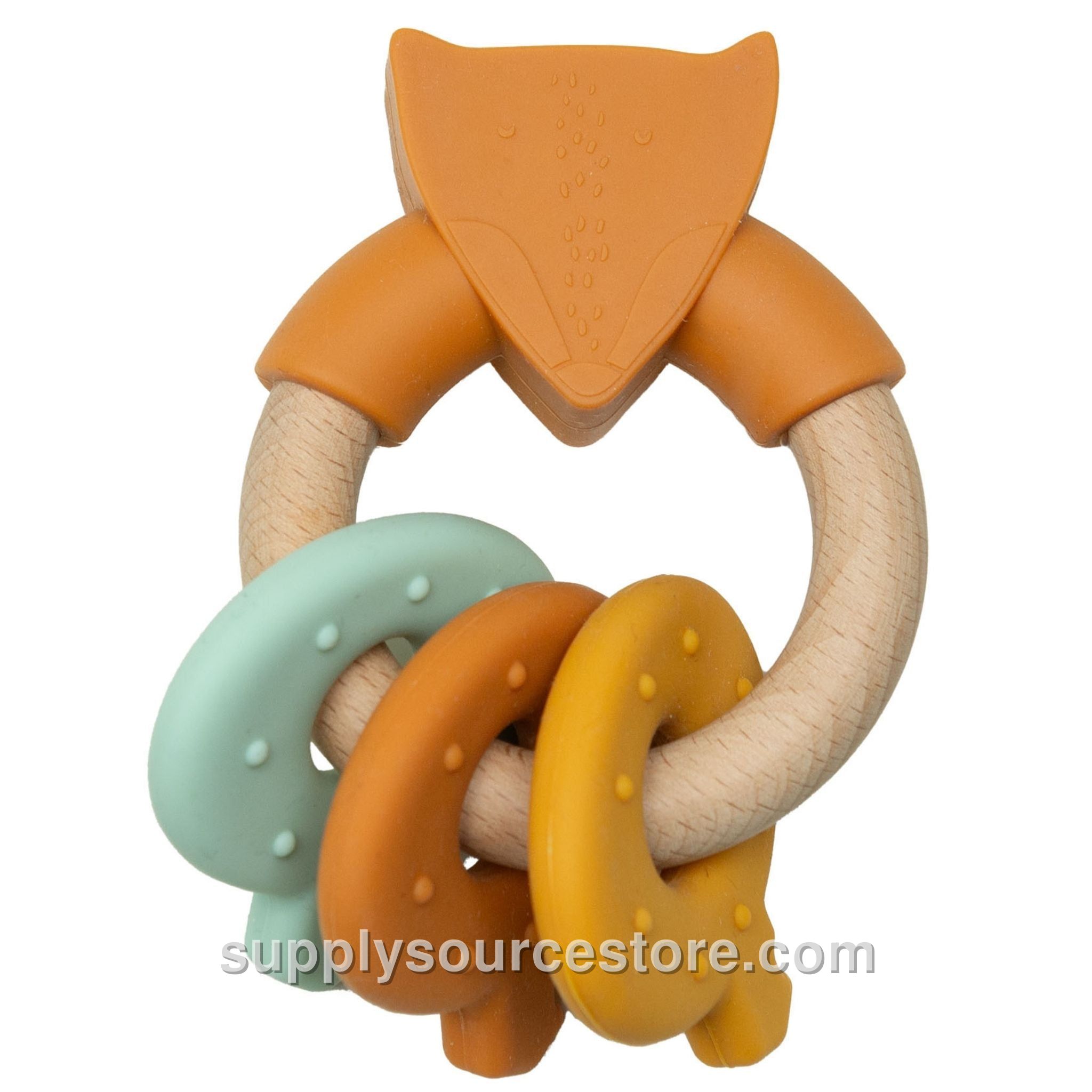 Wooden Silicone Activity Ring - Mr. Fox
