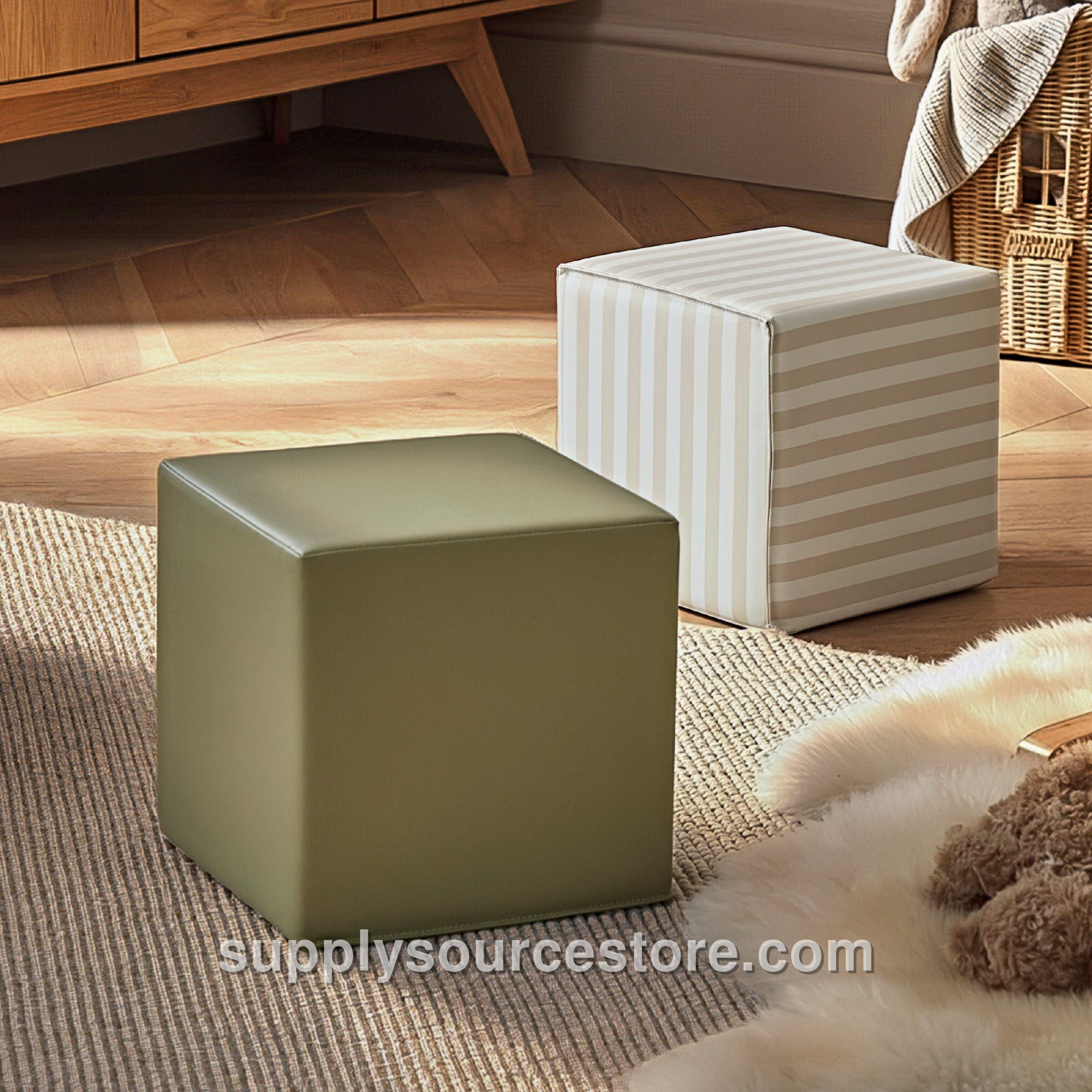 Soft Play Cubes 2 Piece - Cookie Stripe & Olive