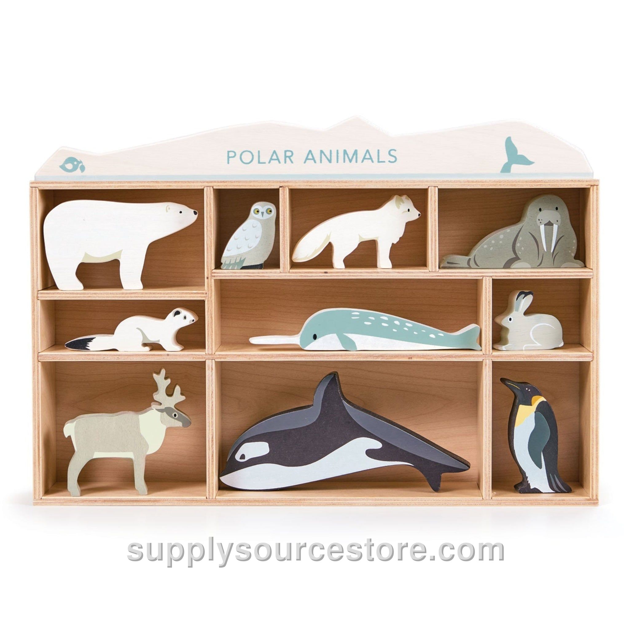 Wooden Polar Animals Set / Shelf