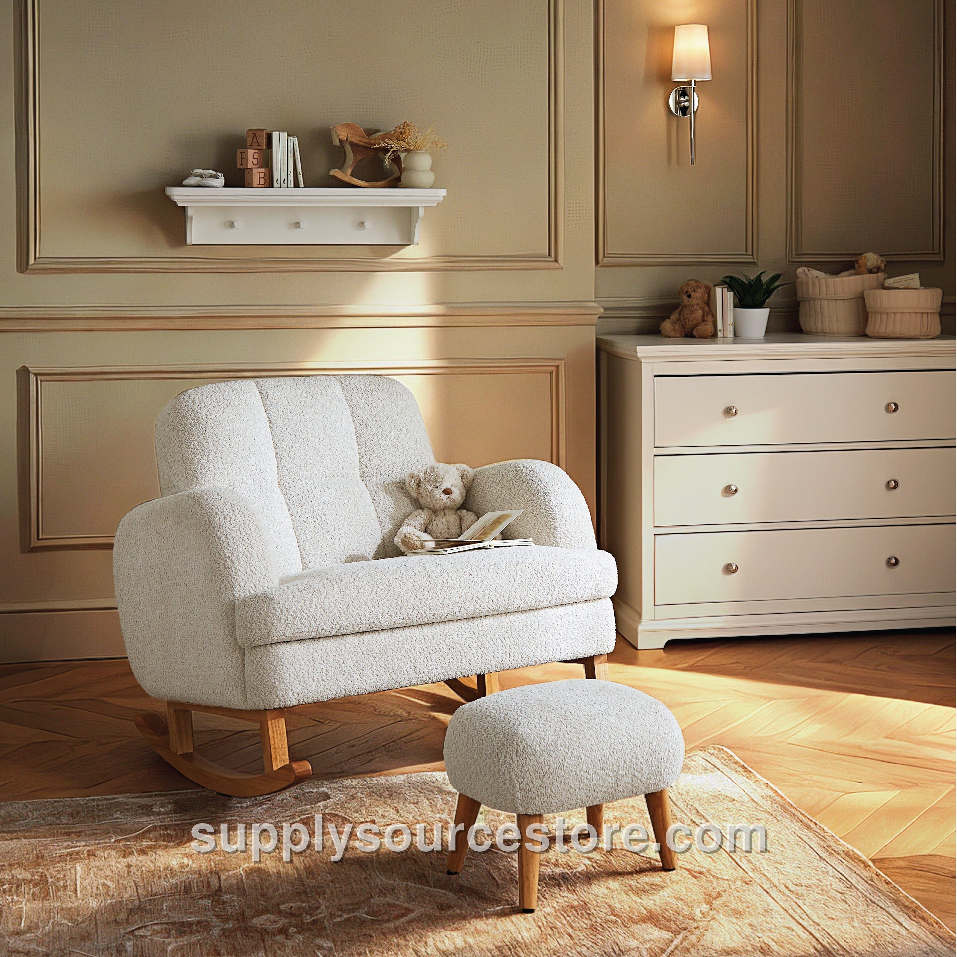 Etta Cuddle Nursing Chair & Foot stool - Boucle Off White