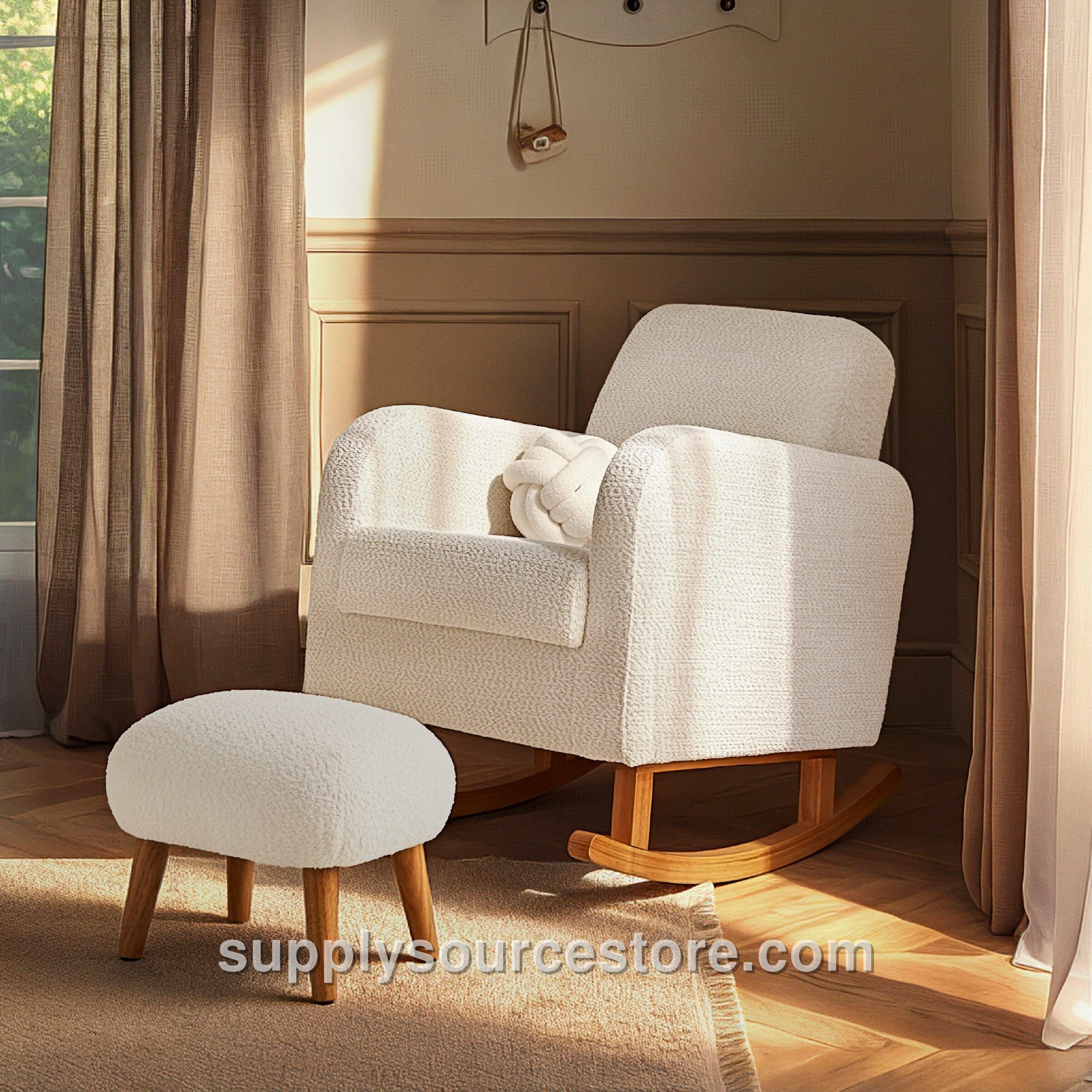 Etta Nursing Chair & Footstool - Boucle Off White
