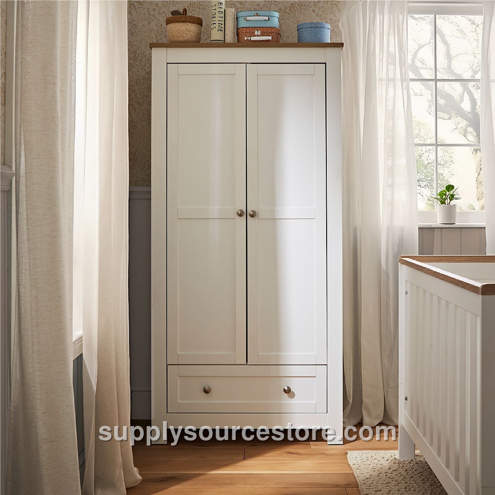 Burford Wardrobe - White & Oak