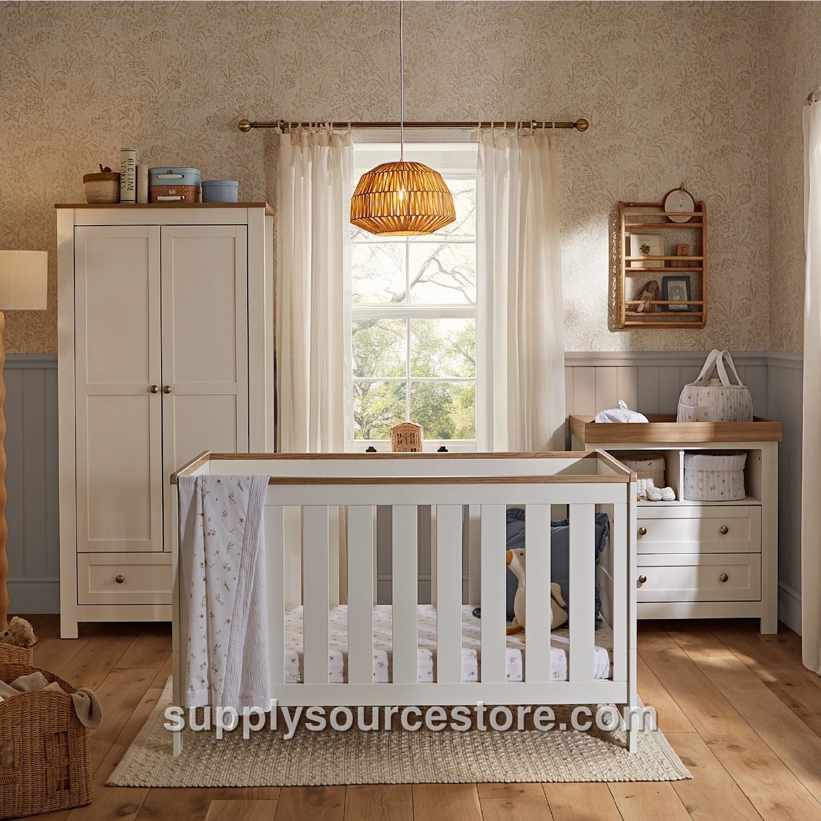 Burford 3 Piece Nursery Furniture Set - White & Oak