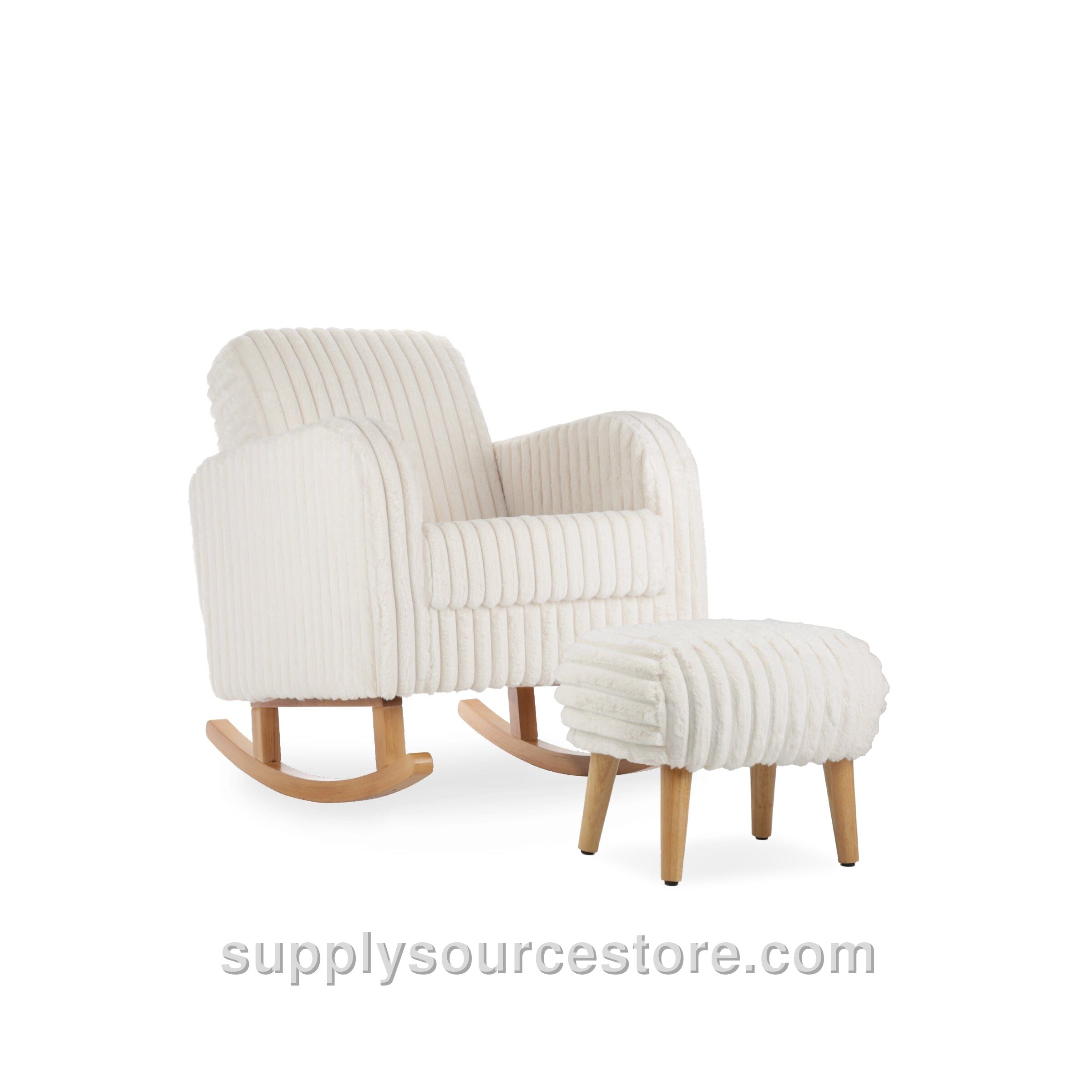Etta Nursing Chair & Footstool - Faux Fur Cream