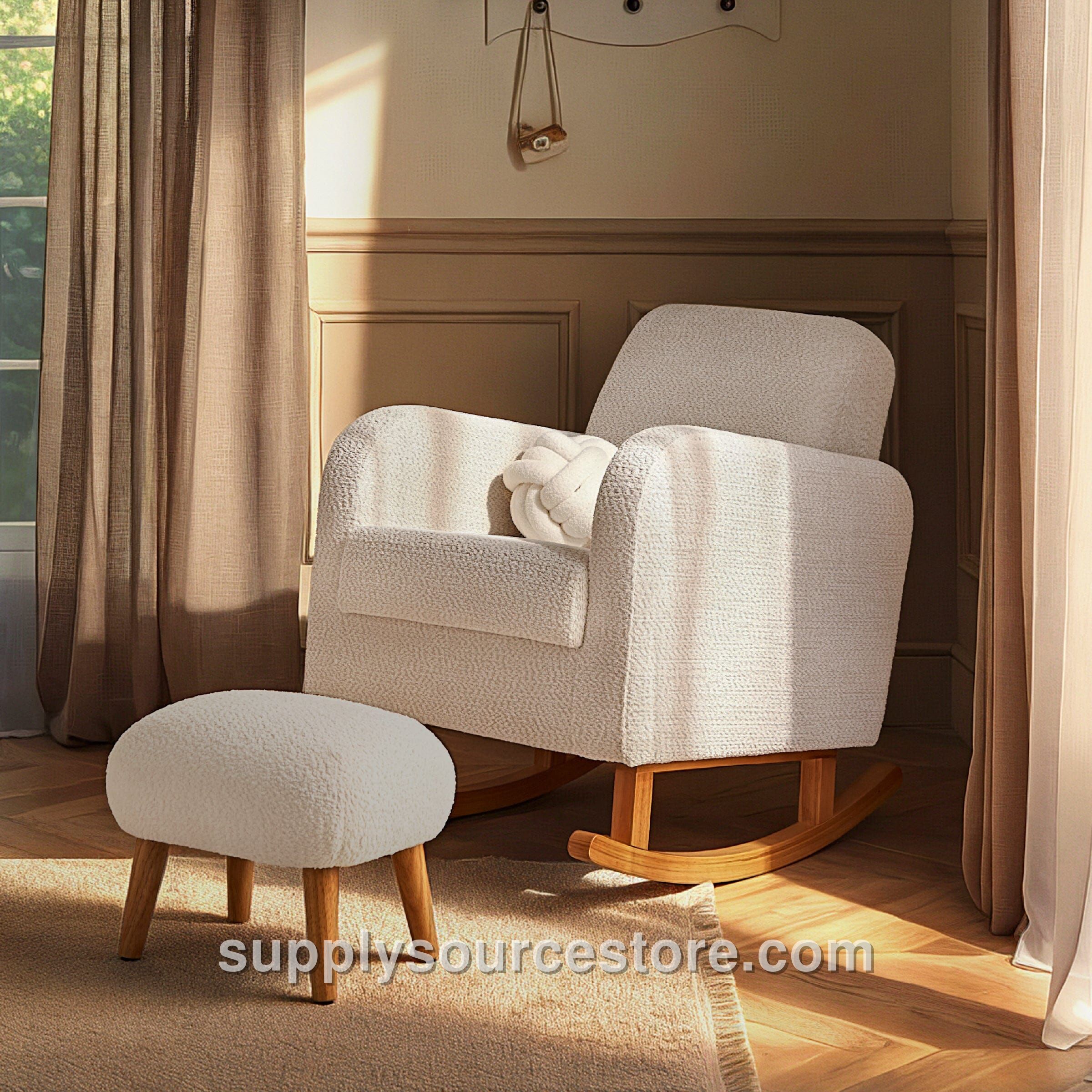 Etta Nursing Chair & Foot Stool - Boucle Mushroom