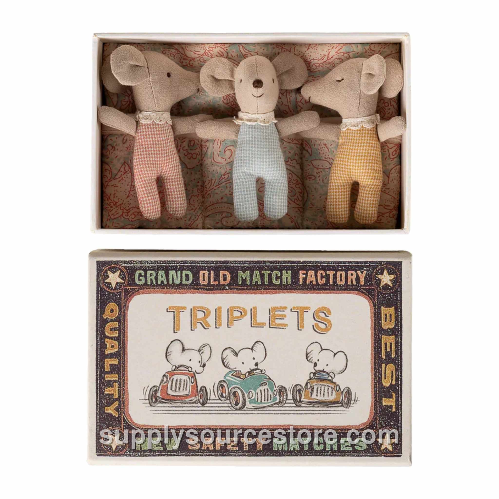 Triplets Baby Mice in Matchbox - Checker