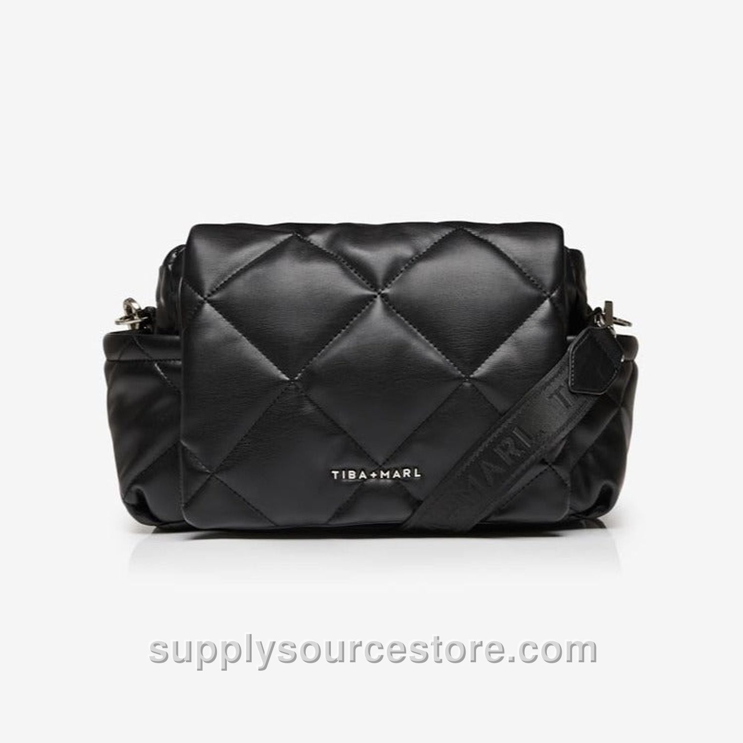 Nova Eco Compact Changing Bag - Black Quilted Faux Leather