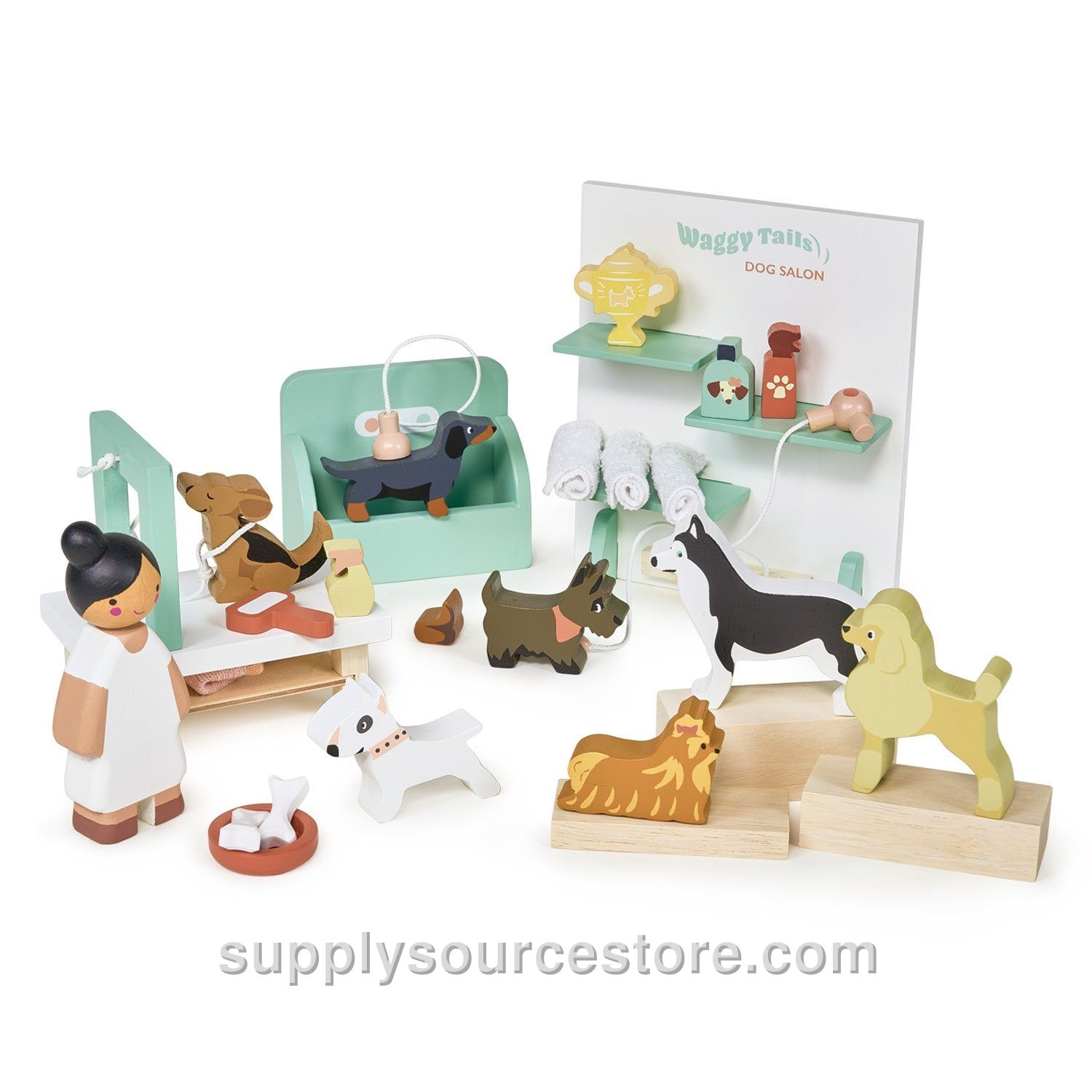 Waggy Tails Wooden Dog Salon