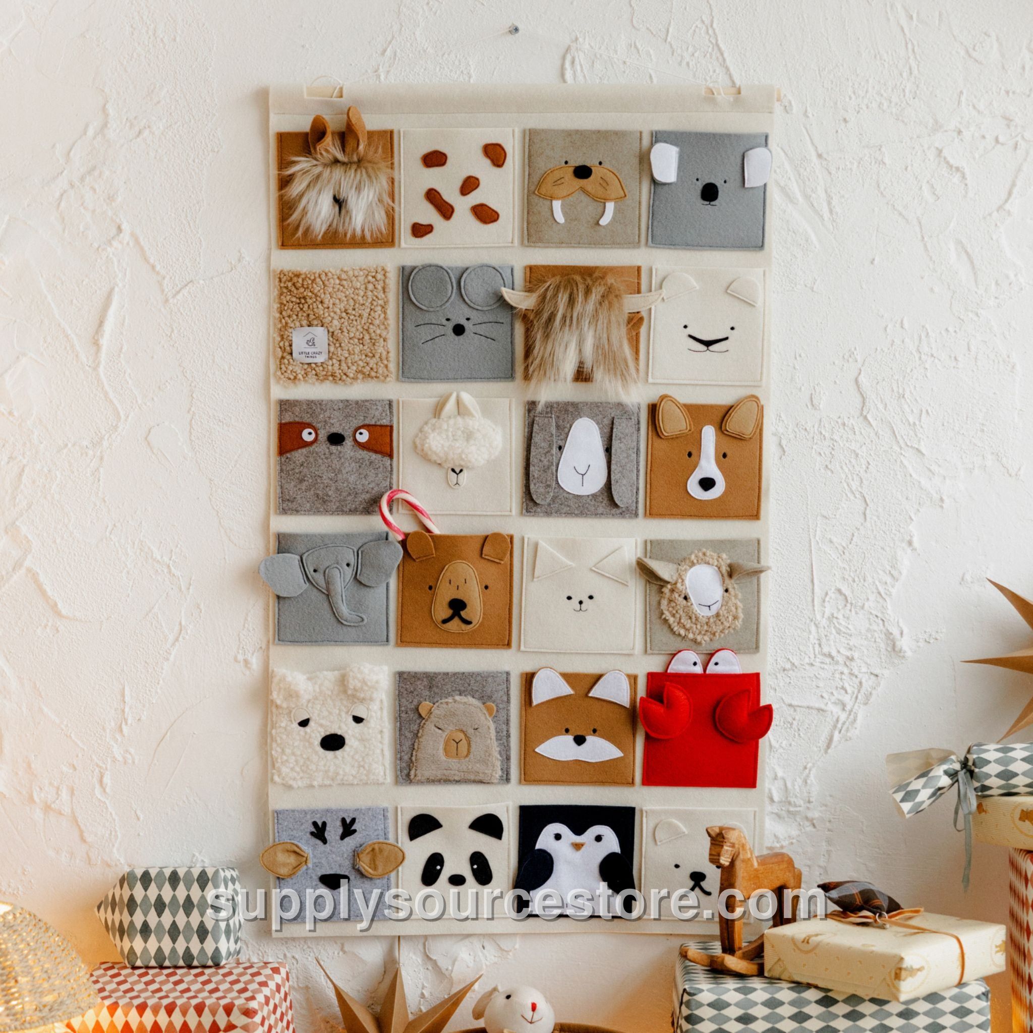 Felt Pocket Wall Organiser - Animals
