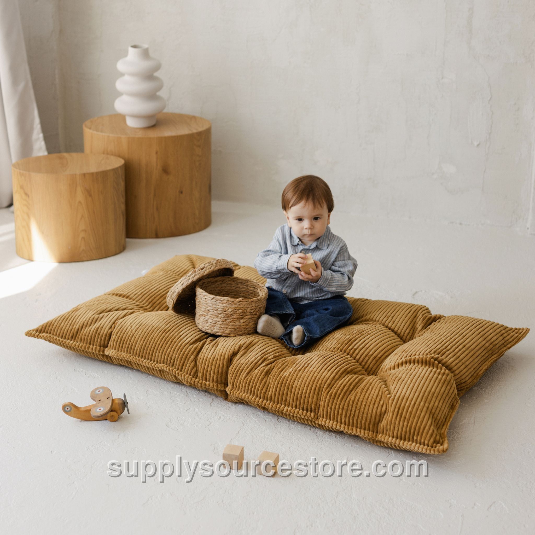 Corduroy Floor Cushion - Mustard