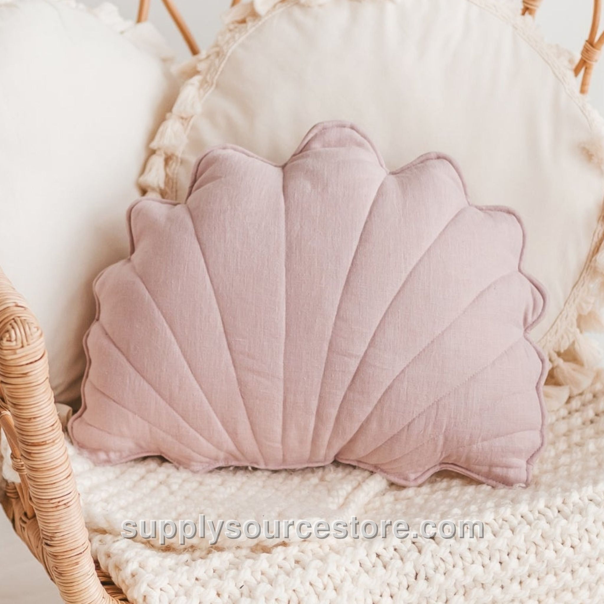 Linen Seashell Cushion - Pink