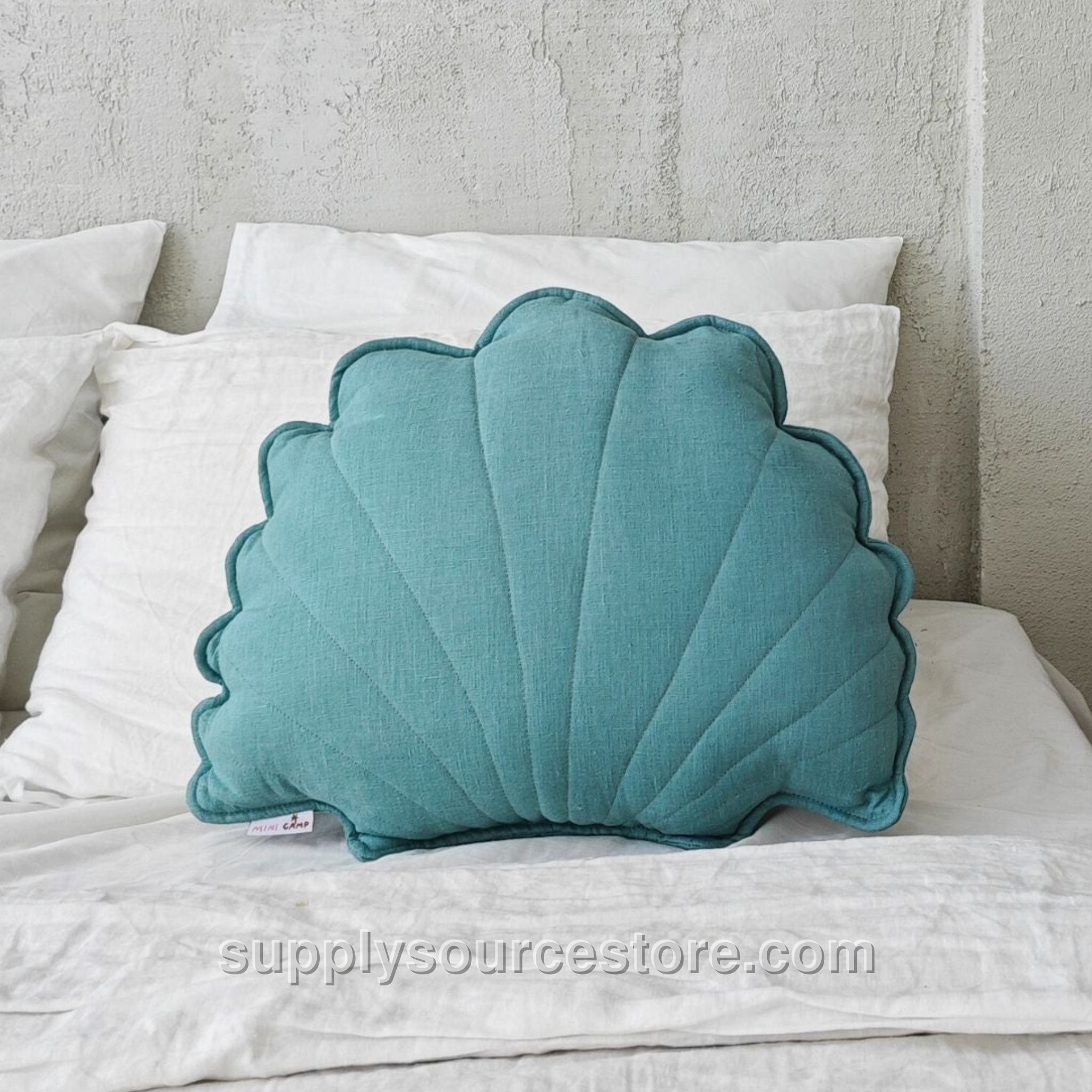 Linen Seashell Cushion - Mint