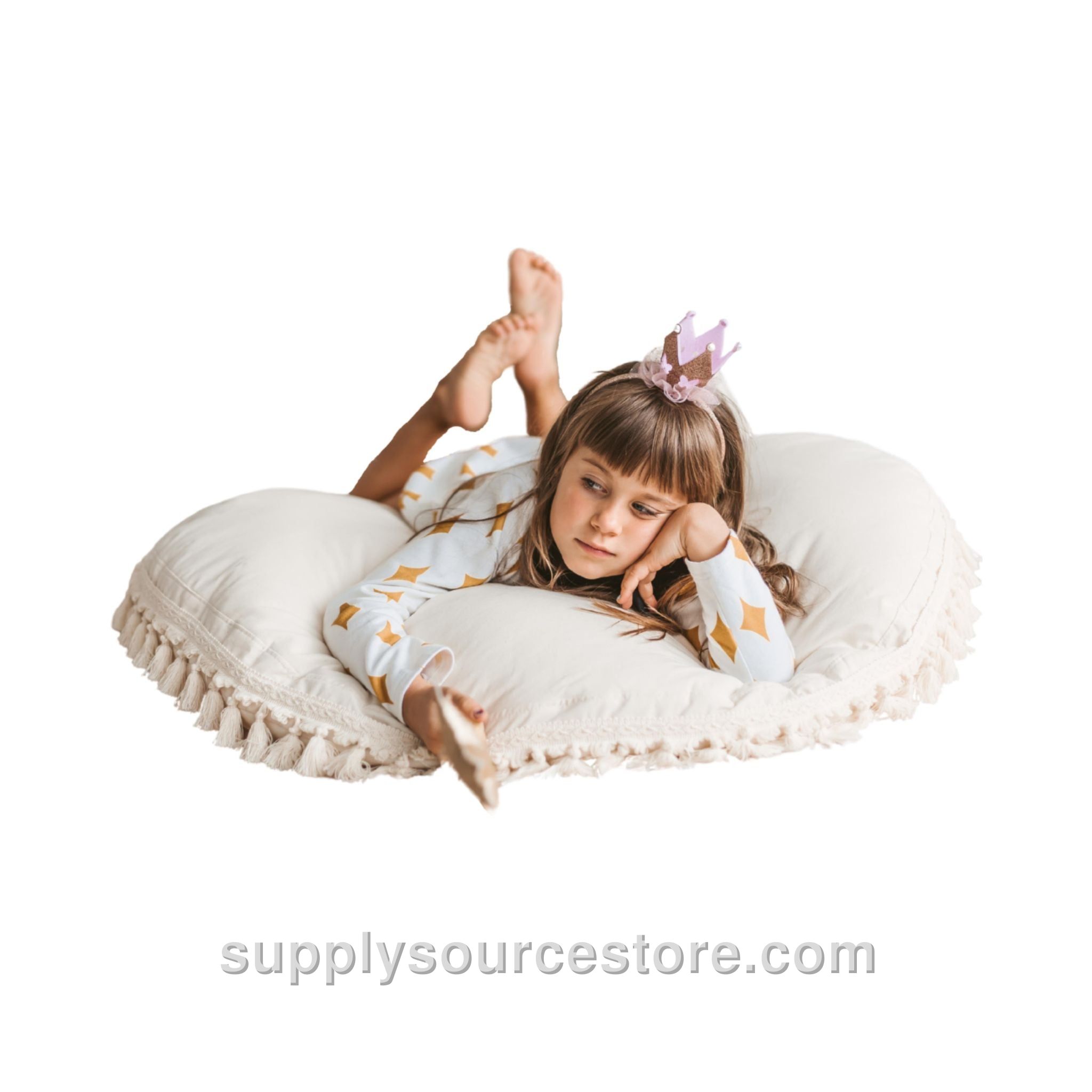 Tassel Floor Cushion - Ecru
