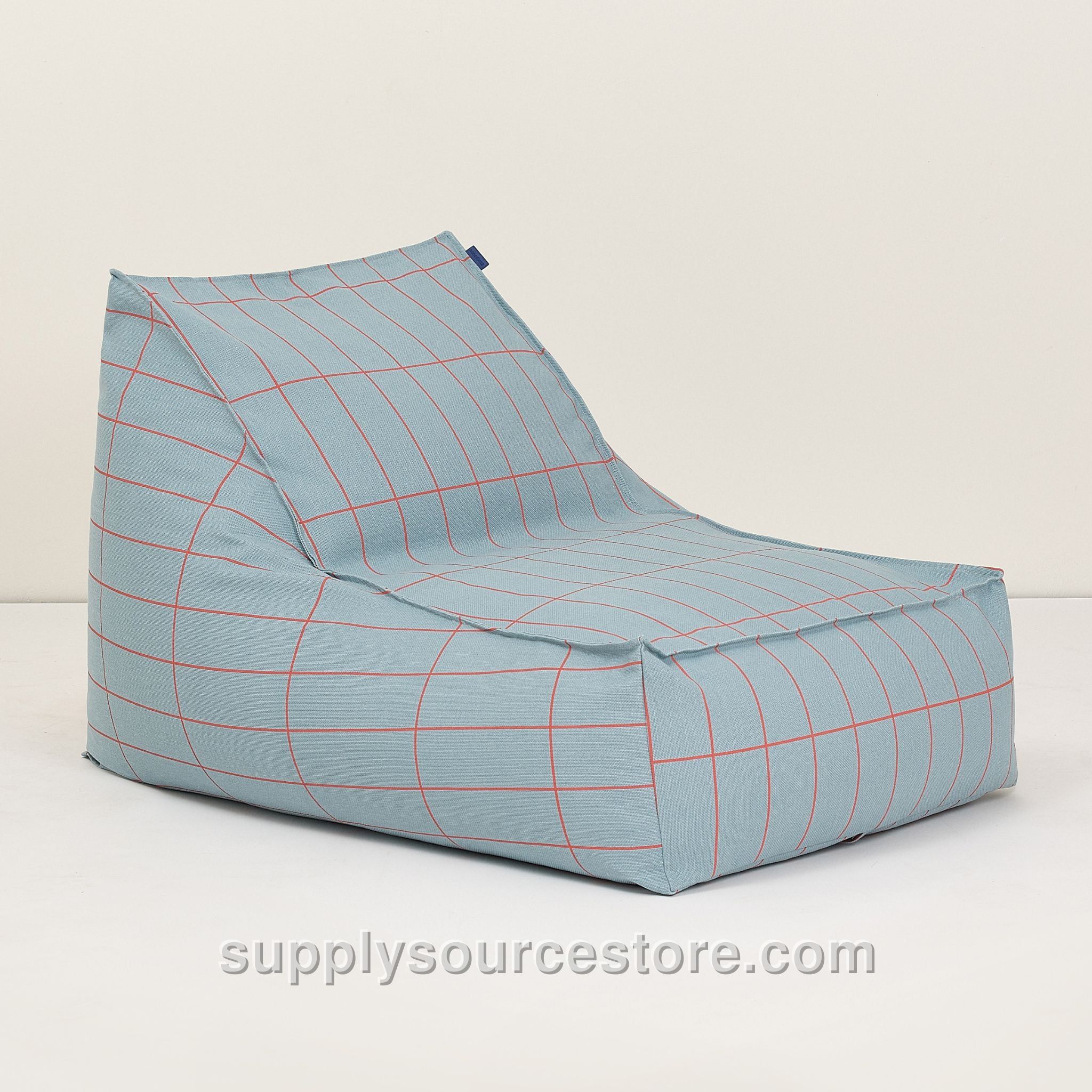 Vibes Long Beanbag - Blue Red Grid