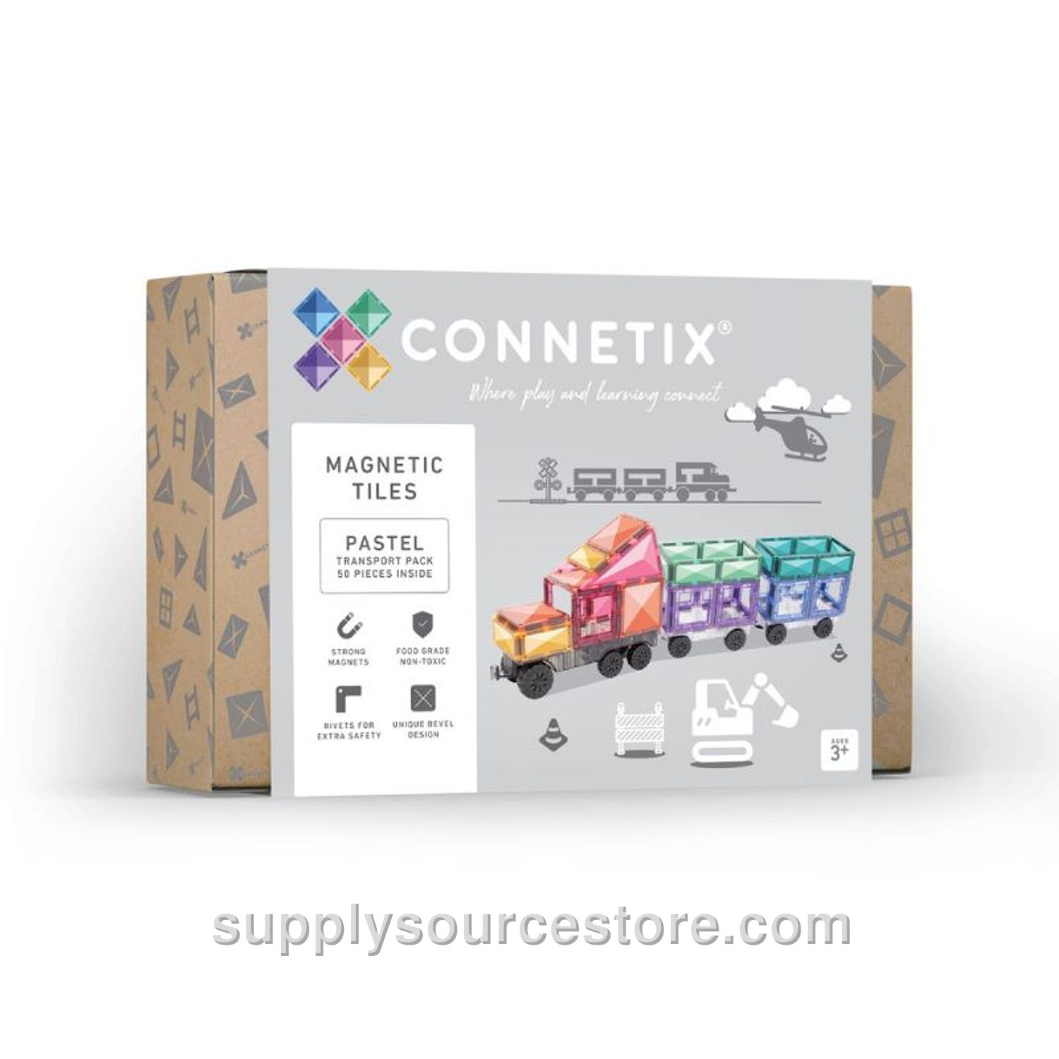 Magnetic Tiles 50 Piece Pastel Transport Pack