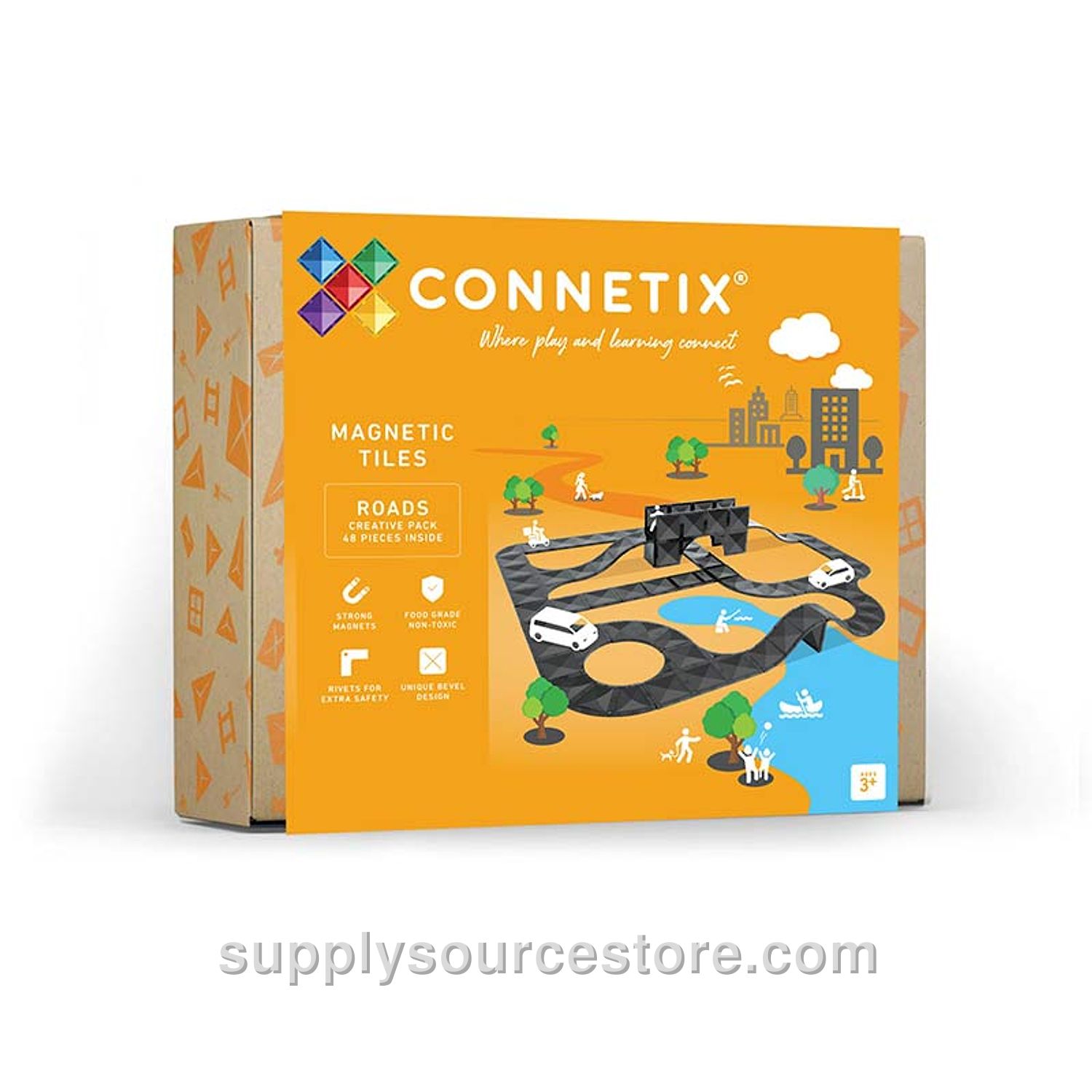 Magnetic Tiles 48 Piece Roads Creative Pack