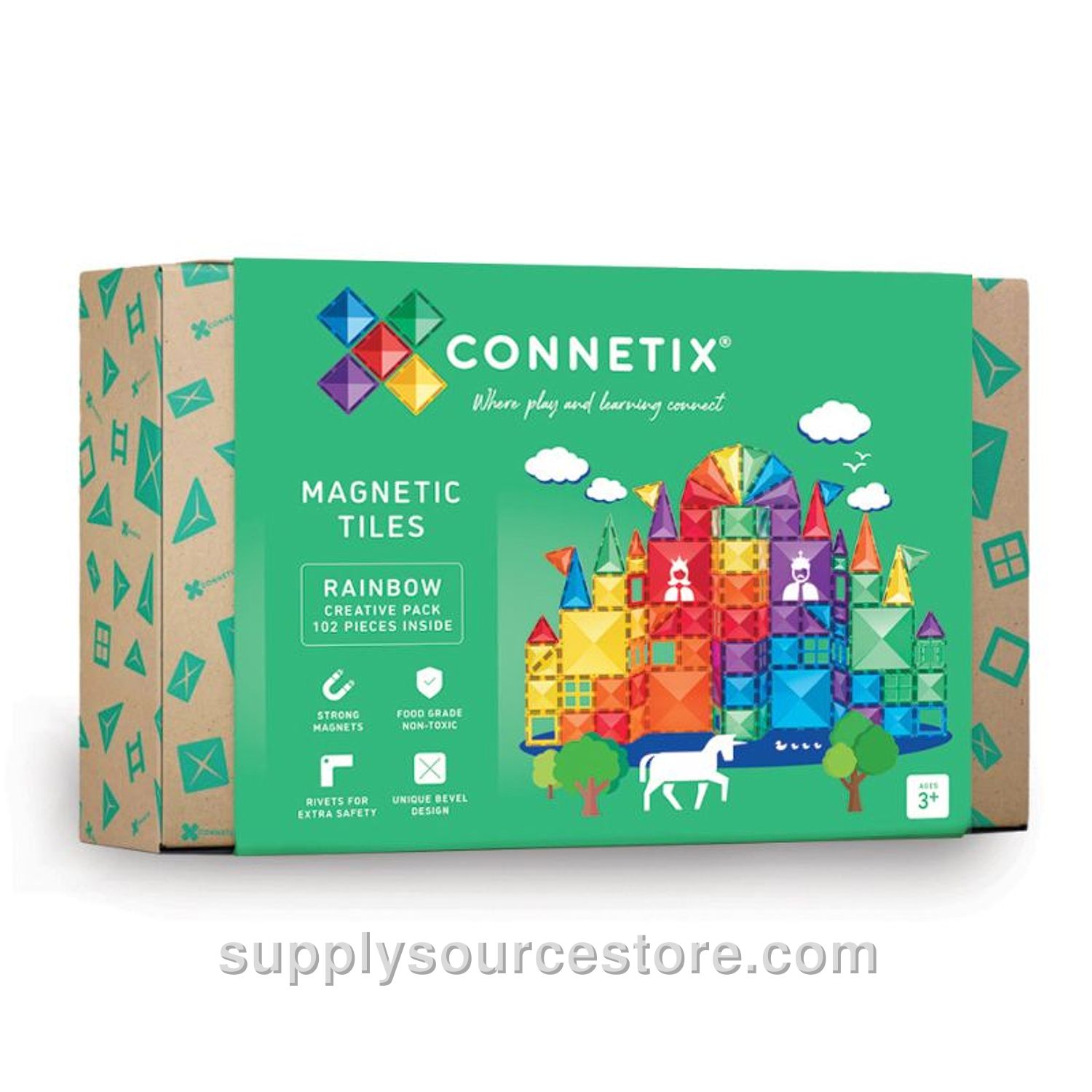 Magnetic Tiles 102 Piece Rainbow Creative Pack