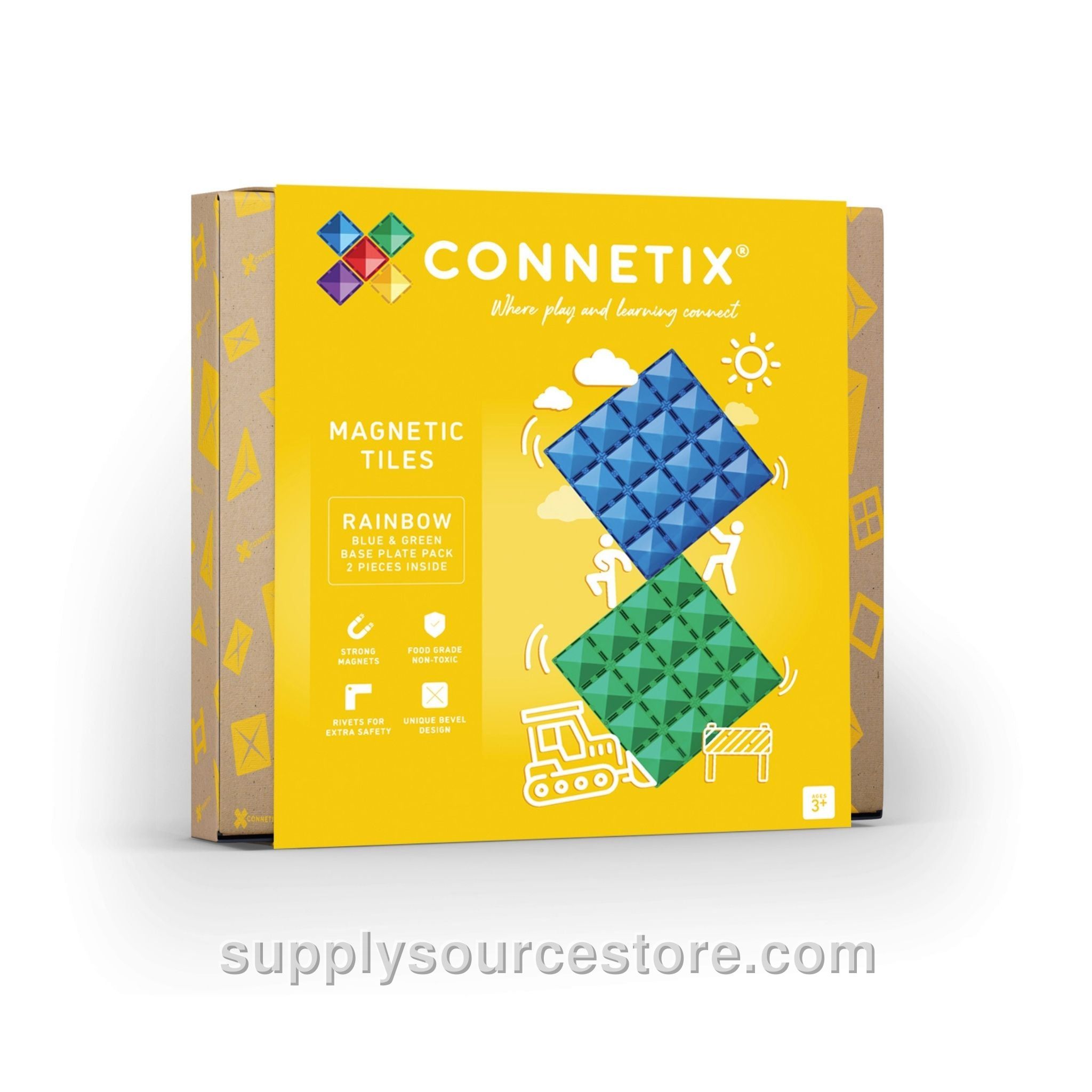 Magnetic Tiles 2 Piece Base Plate Pack - Green & Blue