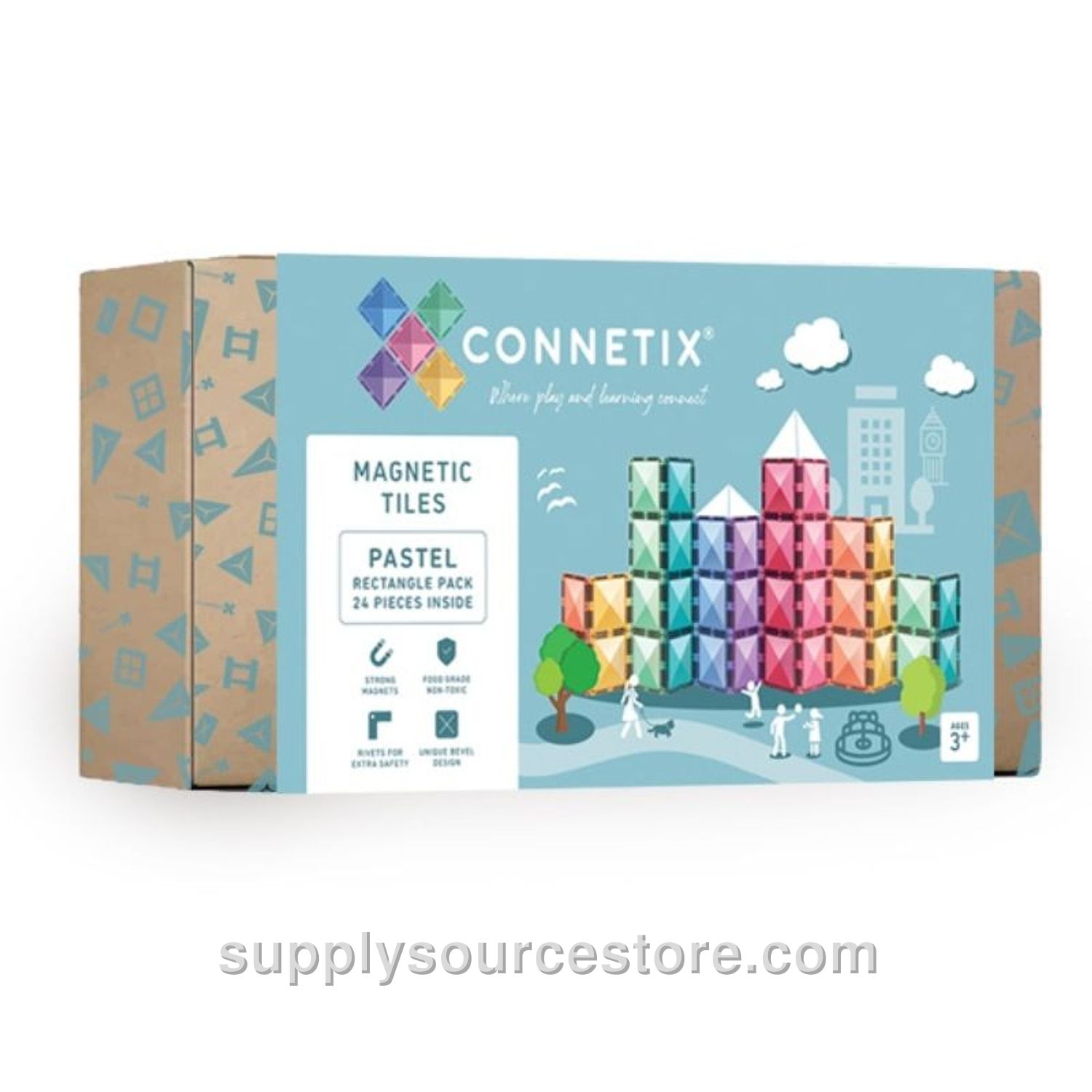 Magnetic Tiles 24 Piece Pastel Rectangle Pack