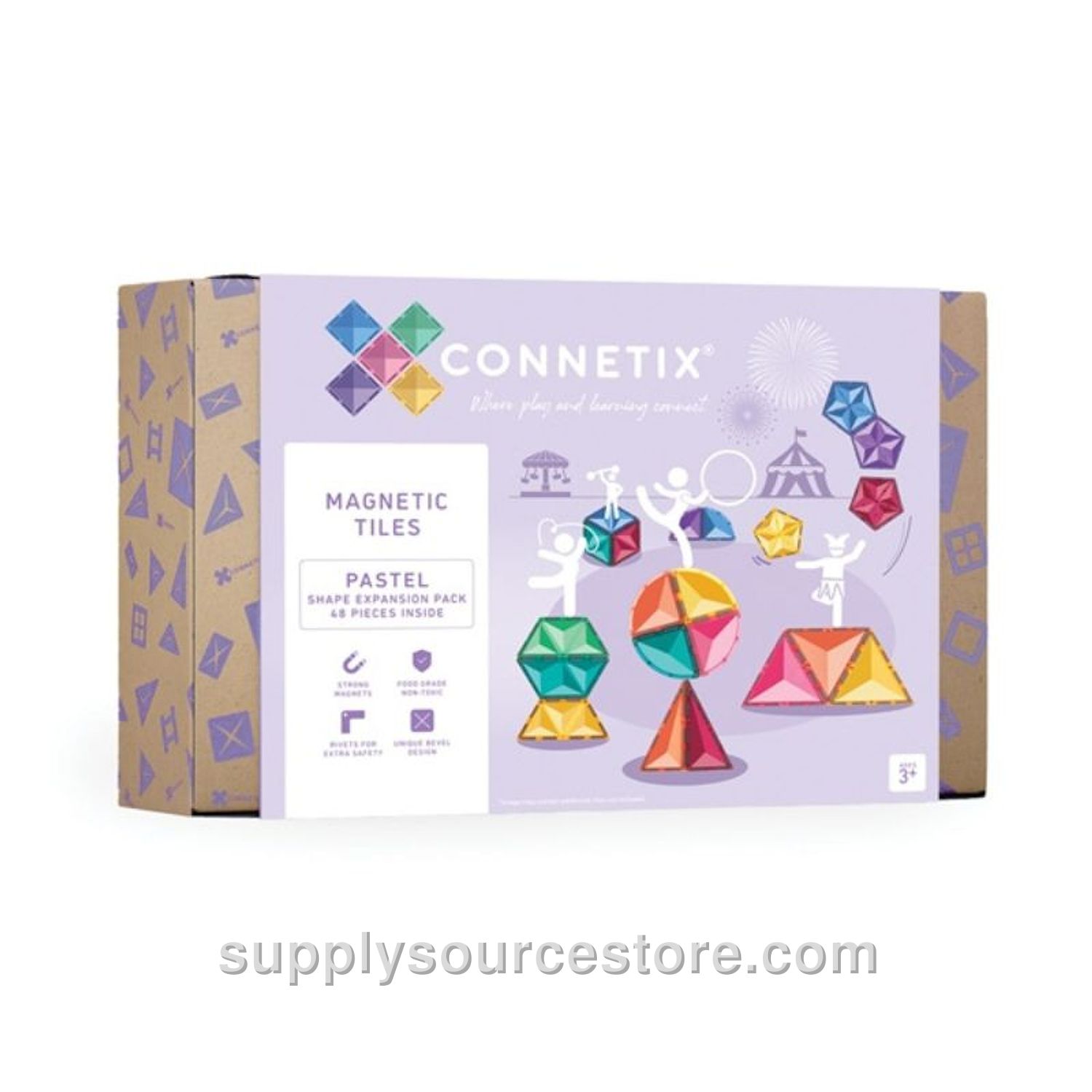Magnetic Tiles 48 Piece Pastel Shape Expansion Pack