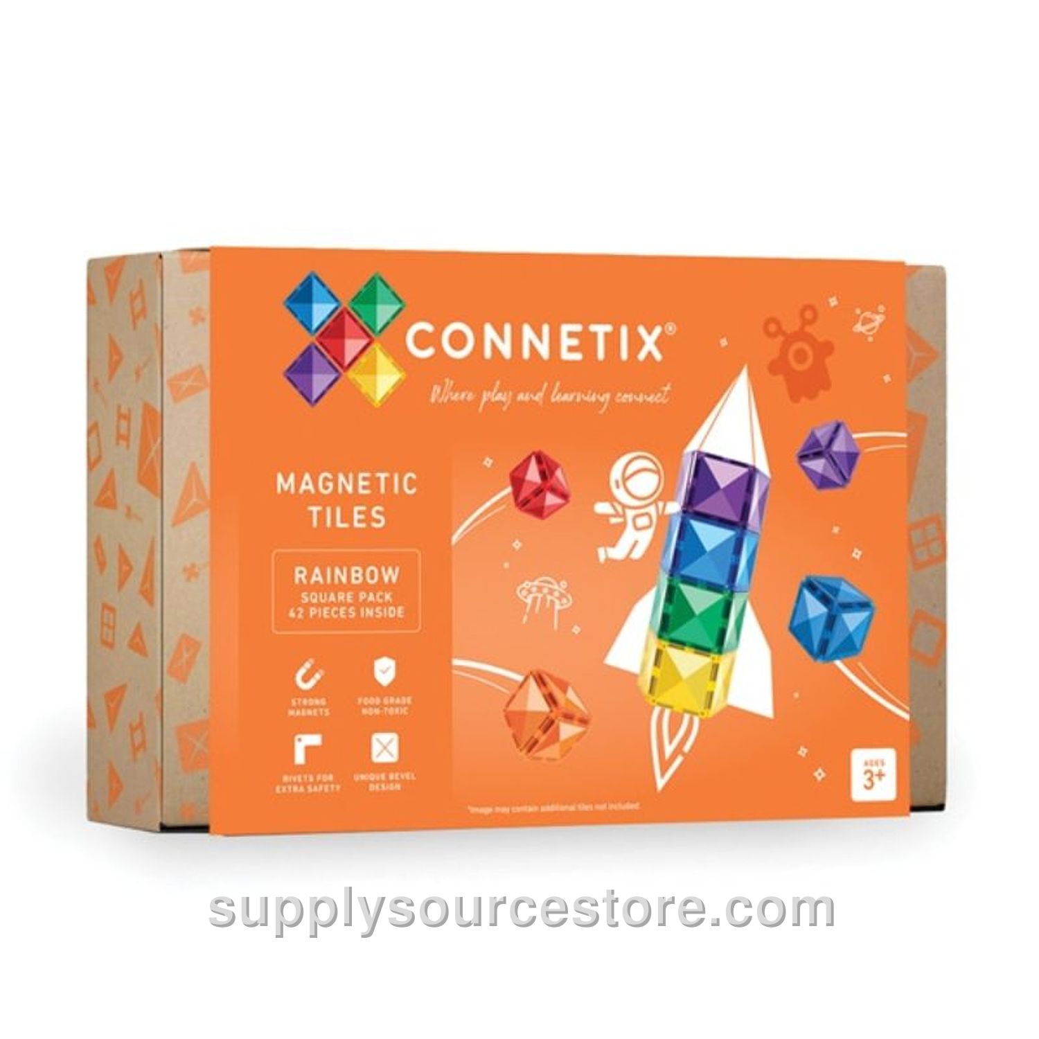 Magnetic Tiles 42 Piece Rainbow Square Pack