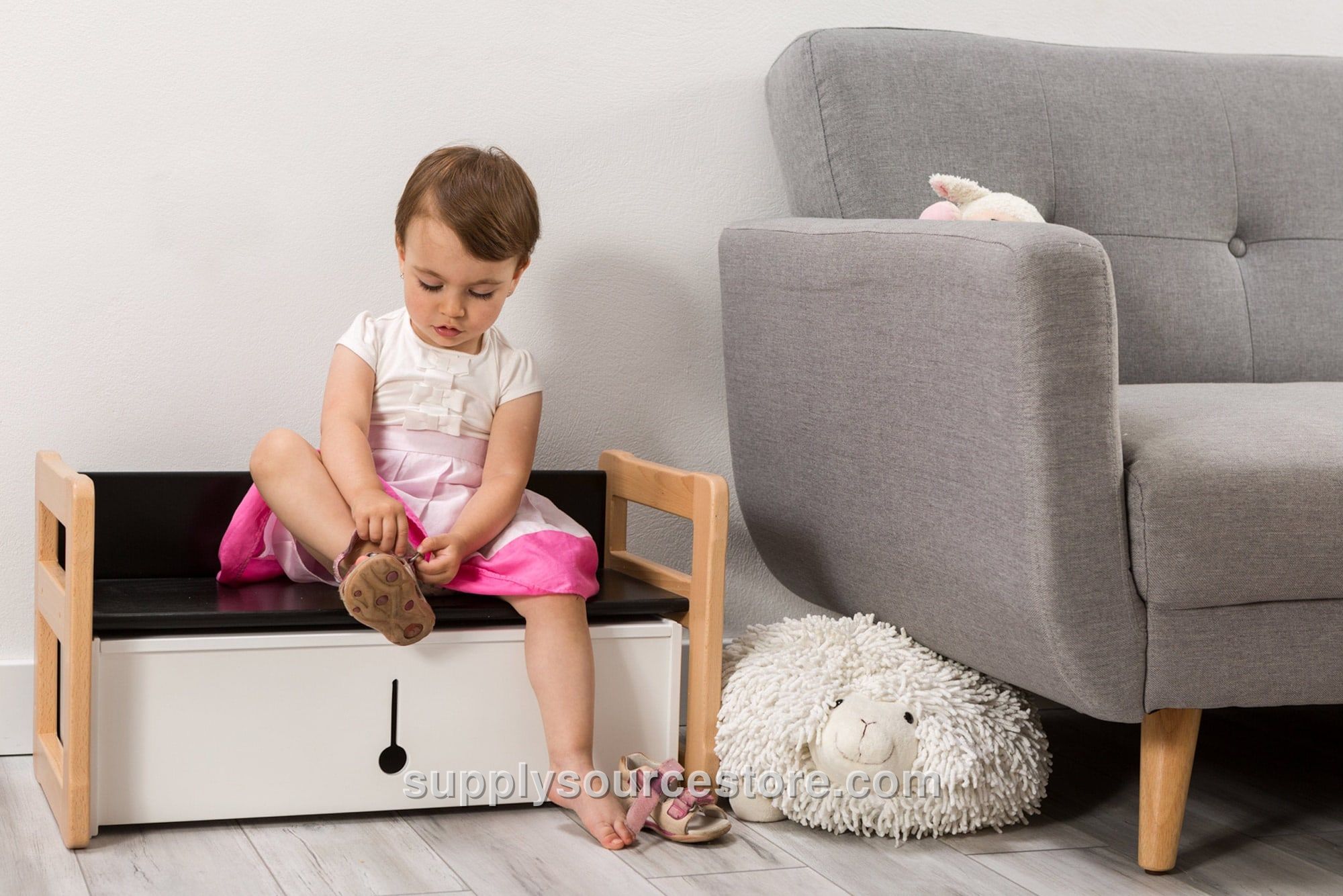 Montessori Bench With Storage Boxes