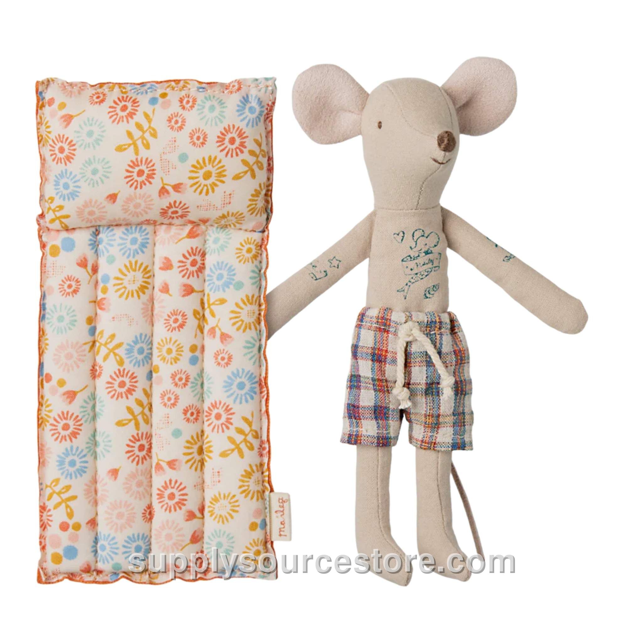 Dad Beach Mouse with Air Mattress - Flower
