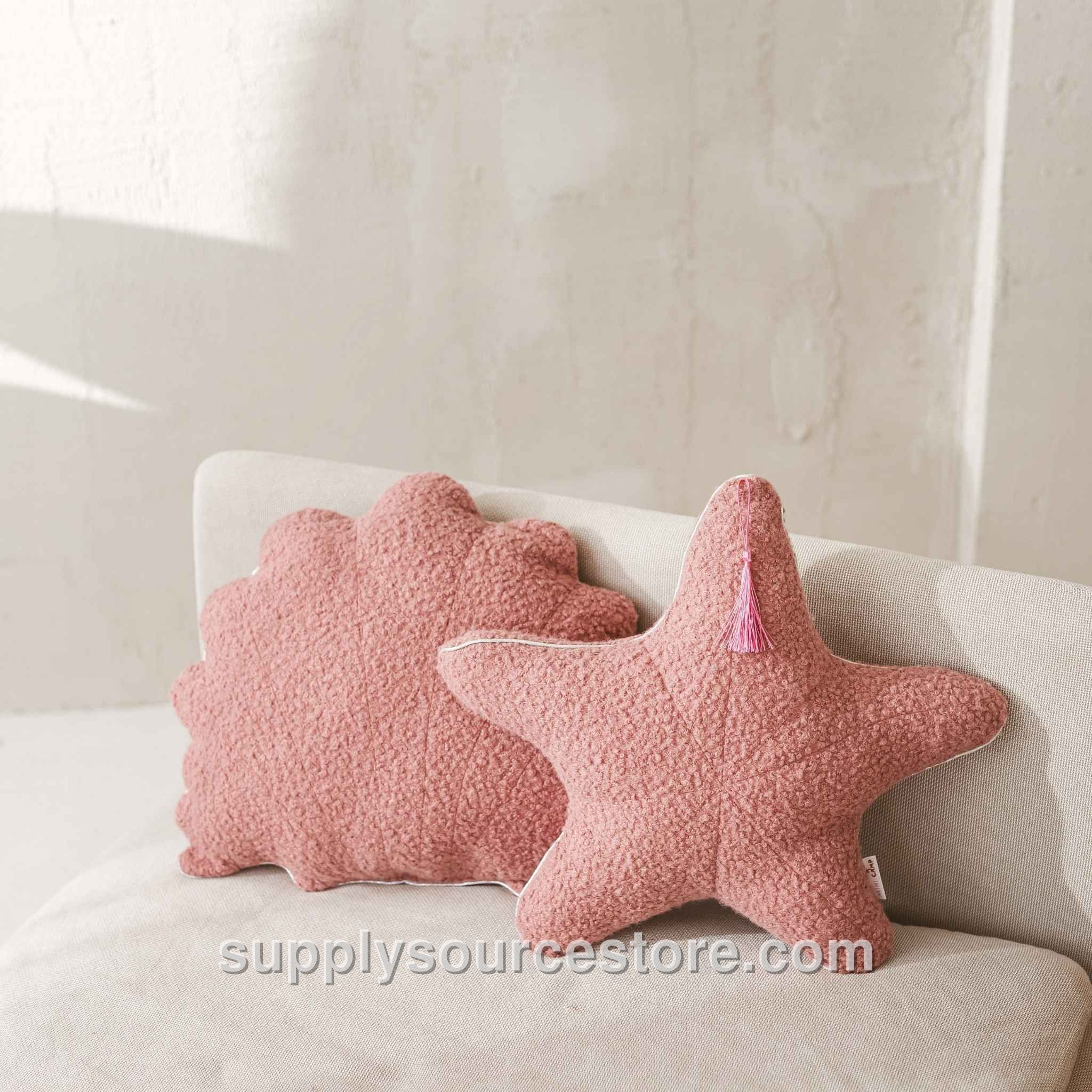 Boucle Seashell & Starfish Cushions - Rose