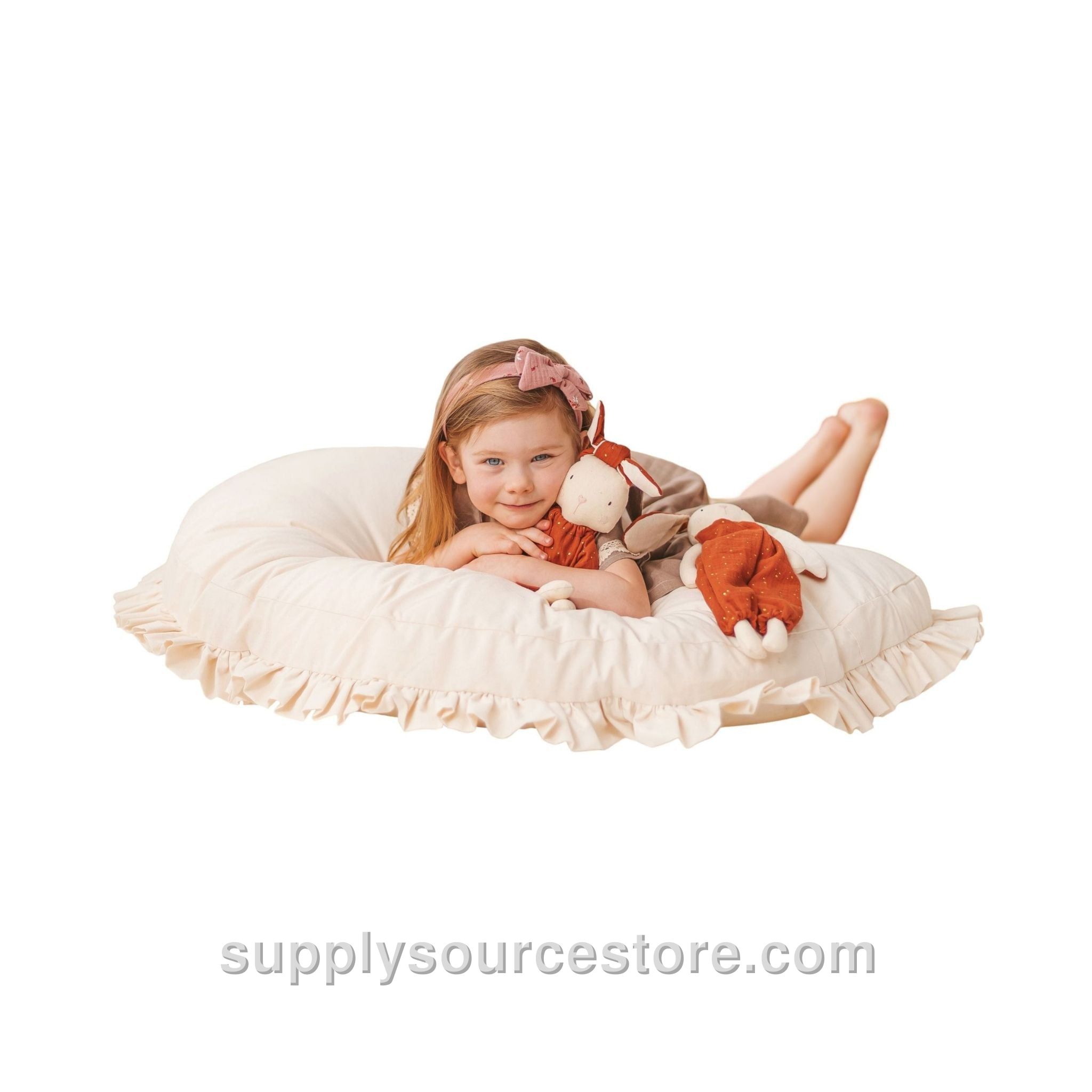 Ruffle Floor Cushion - Ecru