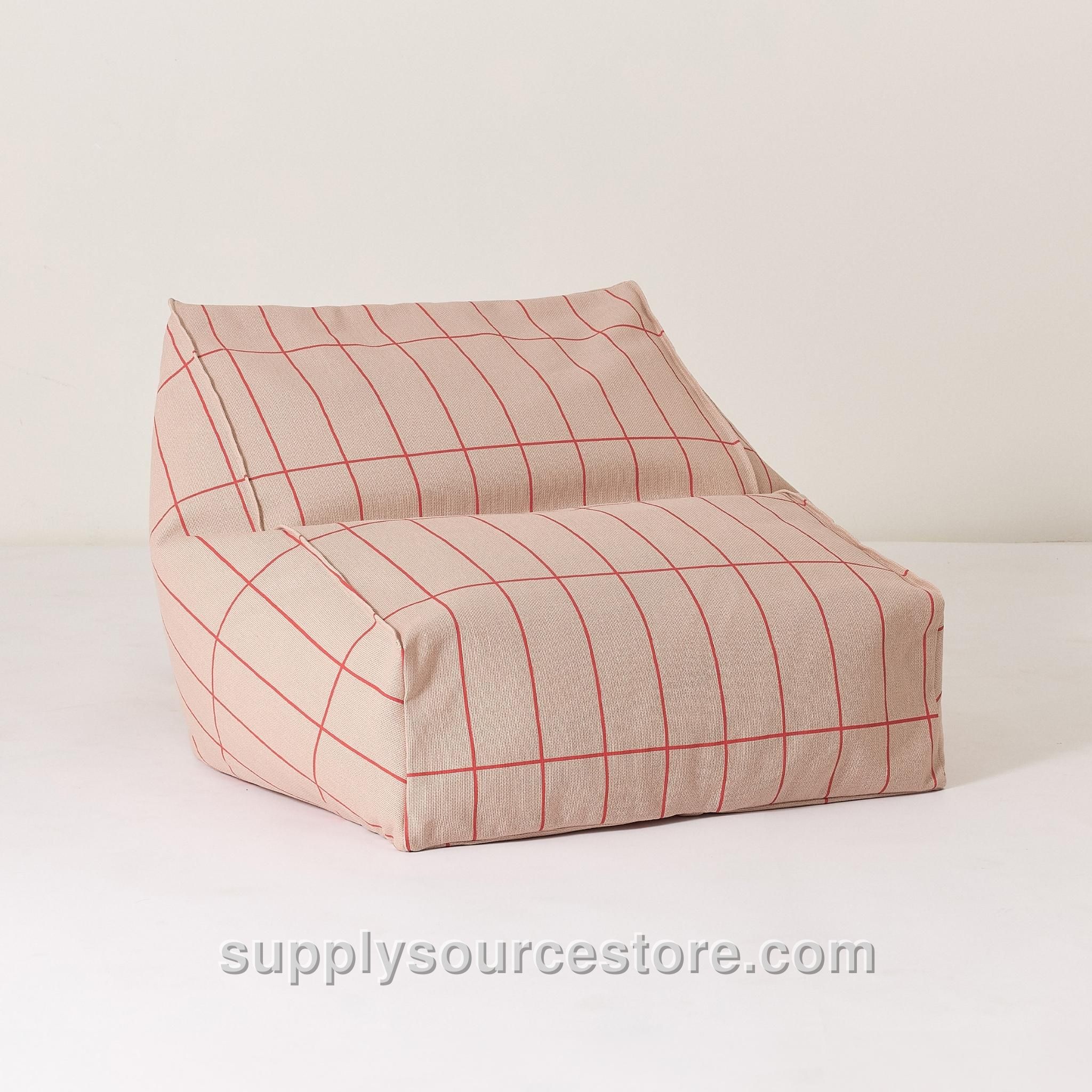 Vibes Armchair Beanbag - Pink Red Grid