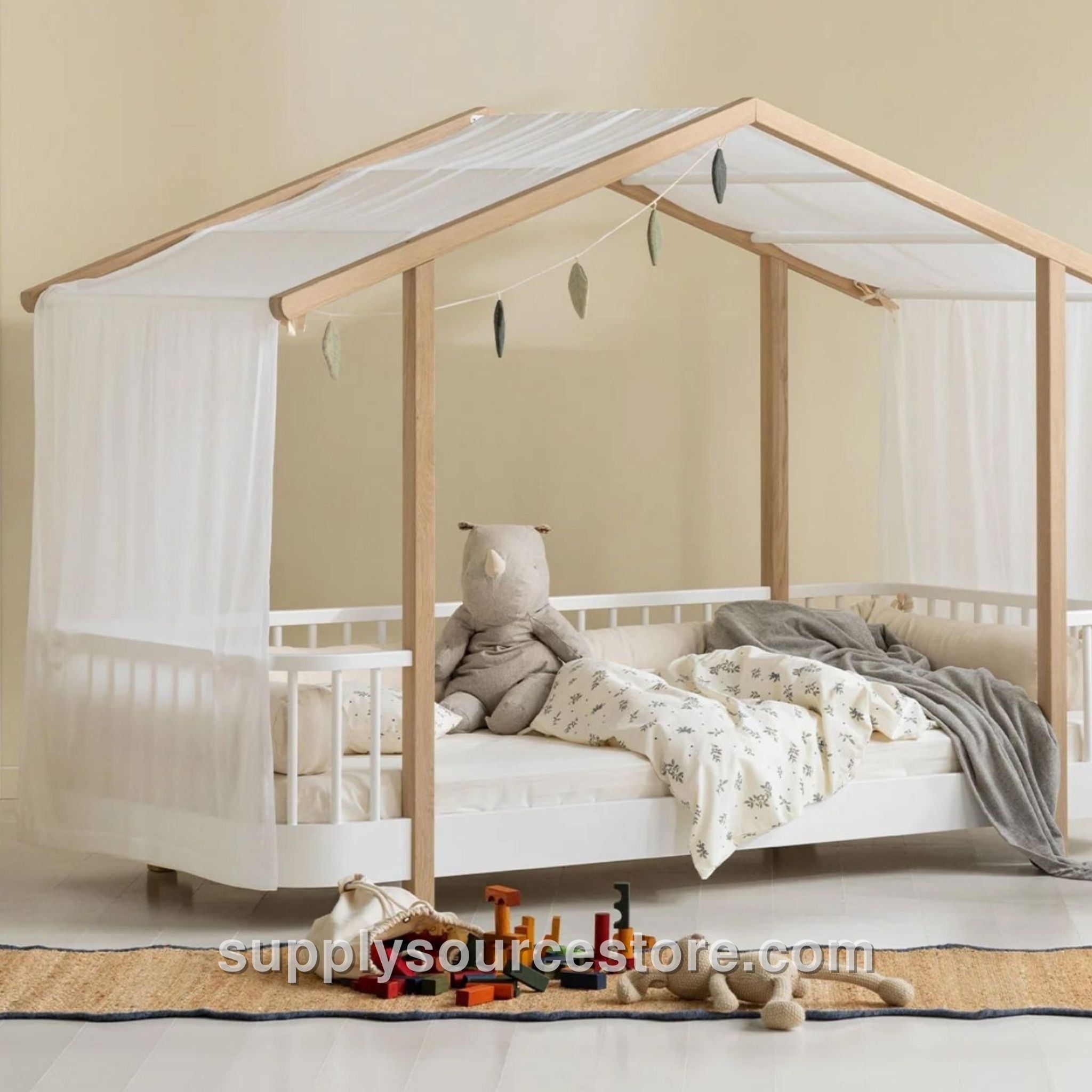 Wood Original House Bed Canopy - White