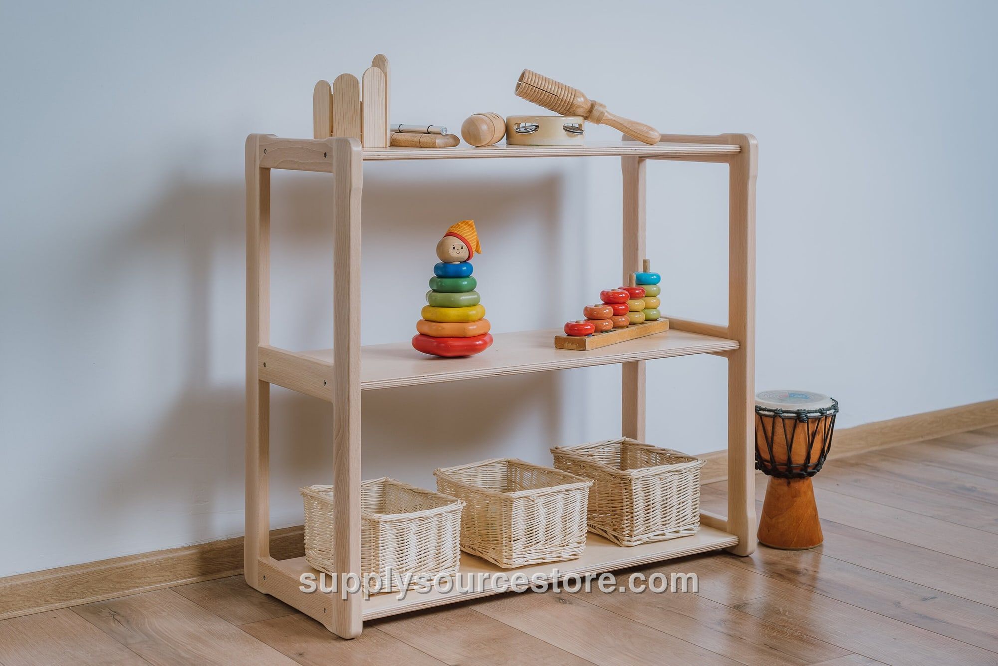 White Montessori Bookshelf Shelf Set